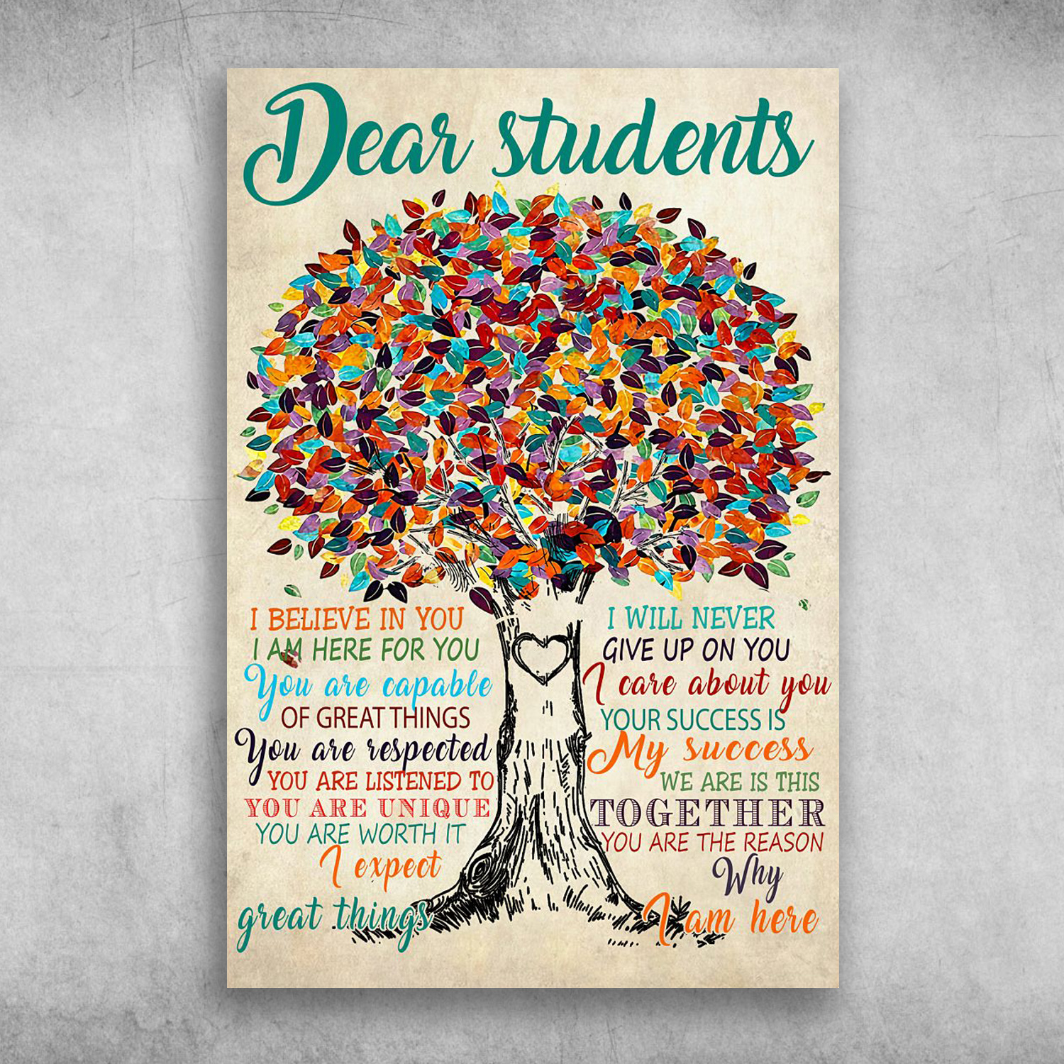 Dear Students I Believe In You Heart Tree