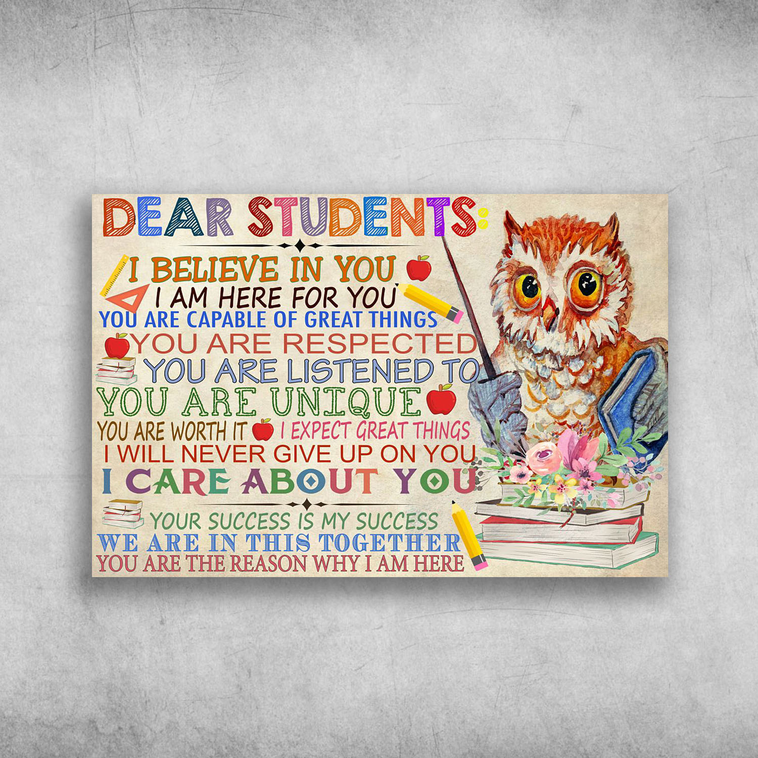 Dear Students I Believe In You Owl Bring Ruler