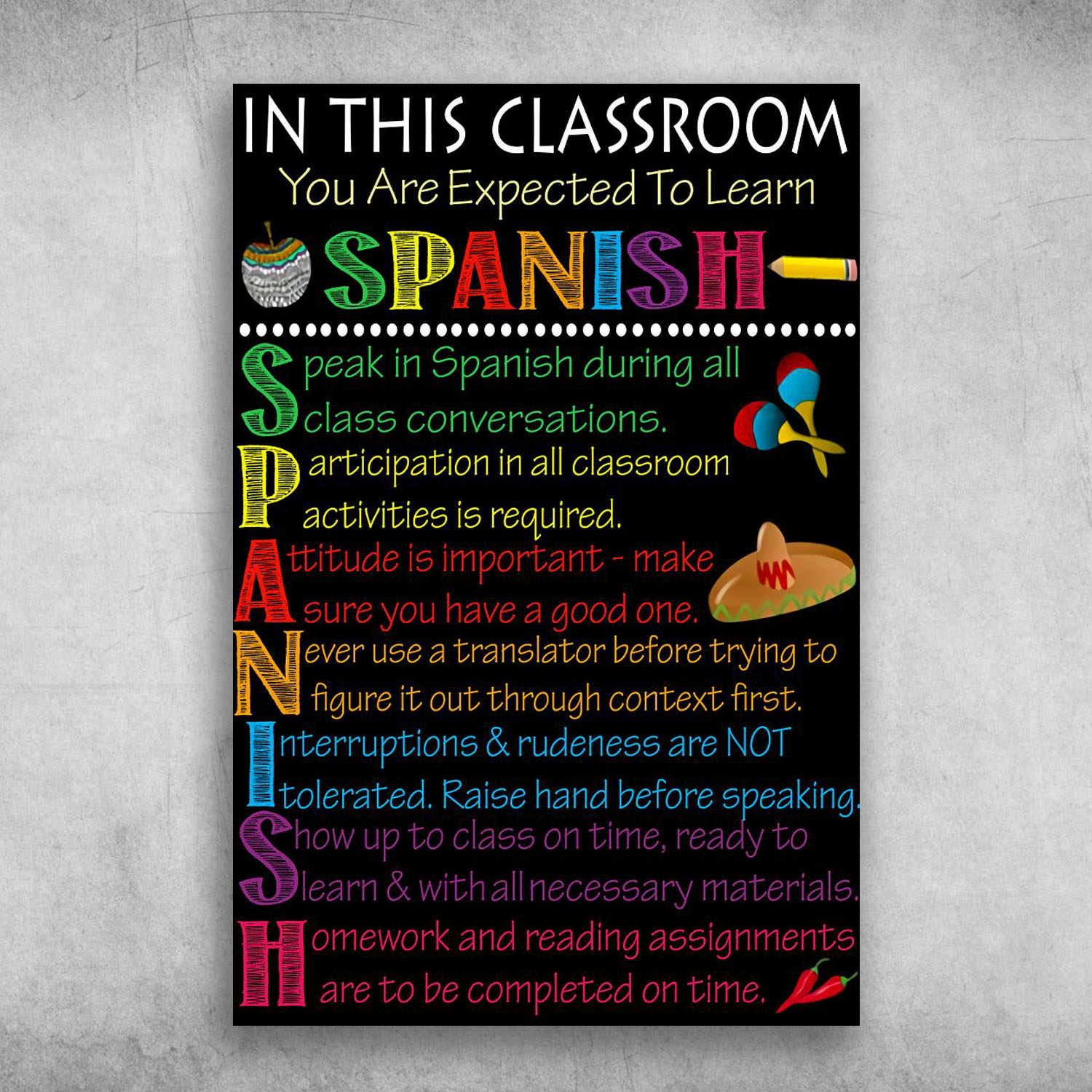 In This Classroom, You Are Expected To Learn Spanish