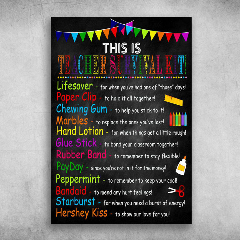 This Is Teacher Survival Kit Lifesaver, Paper Clip Canvas, Poster