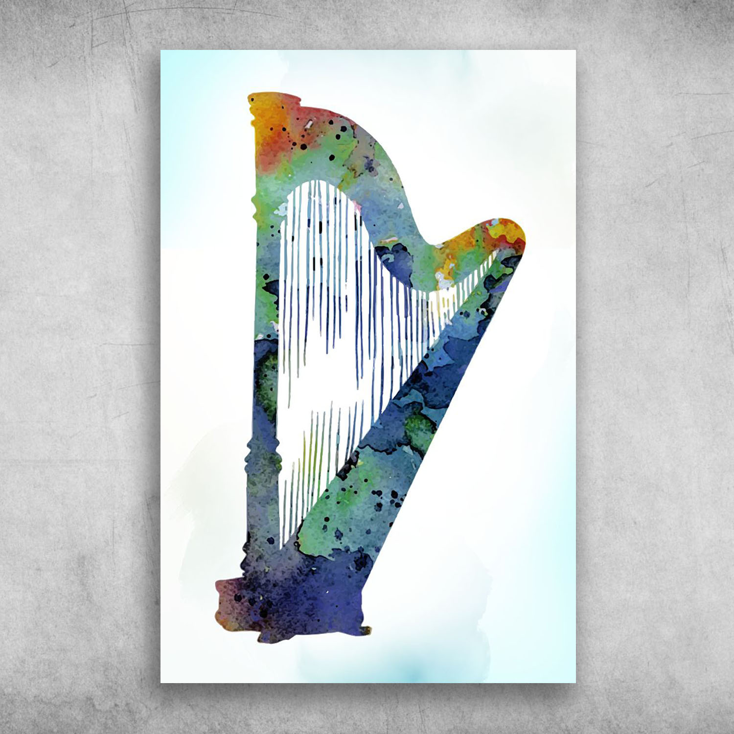 And Tears Are Heard WithinThe Harp I Touch Blue Harp Art Print