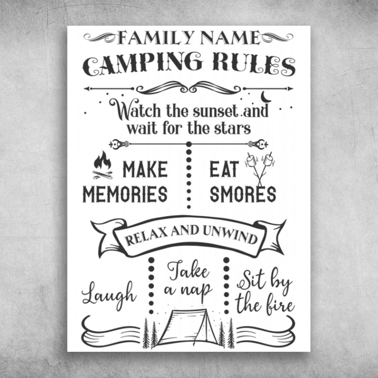 Family Name Camping Rules Relax And Unwind