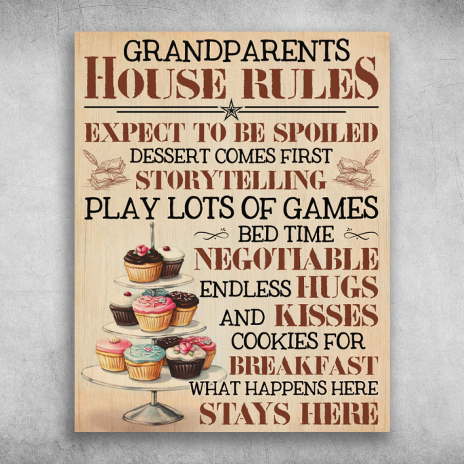 Grandparents House Rules Cupcake What Happens Here Stays Here