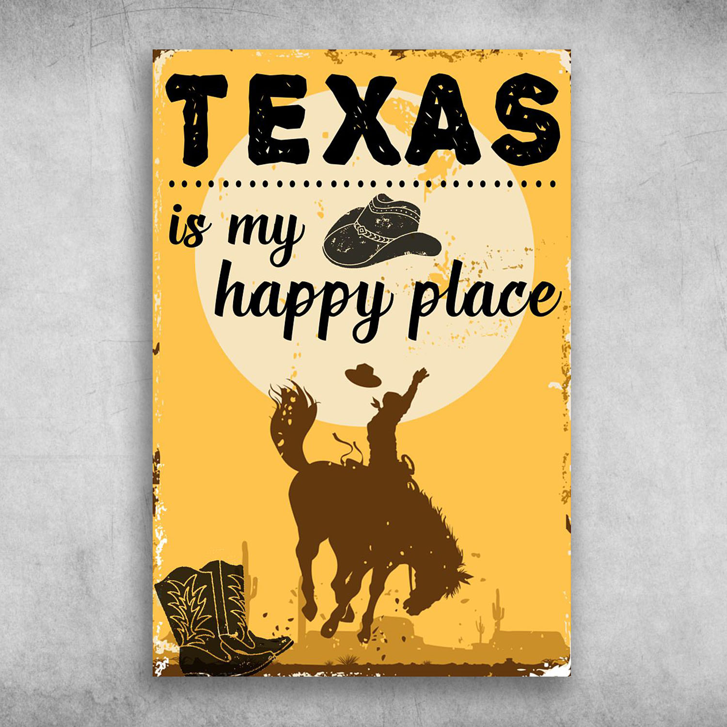 Texas Is My Happy Place Cowboy Riding Horse
