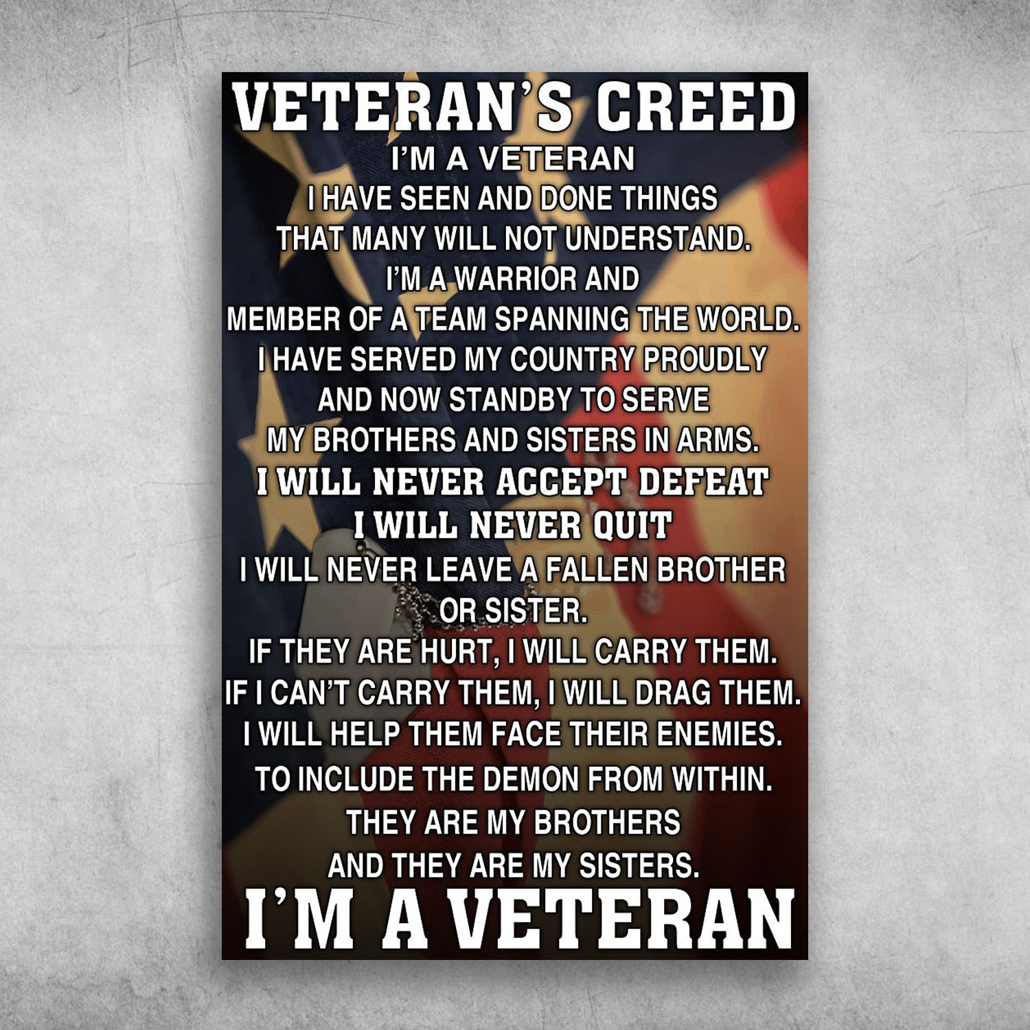 Veteran's Creed I'm A Veteran America