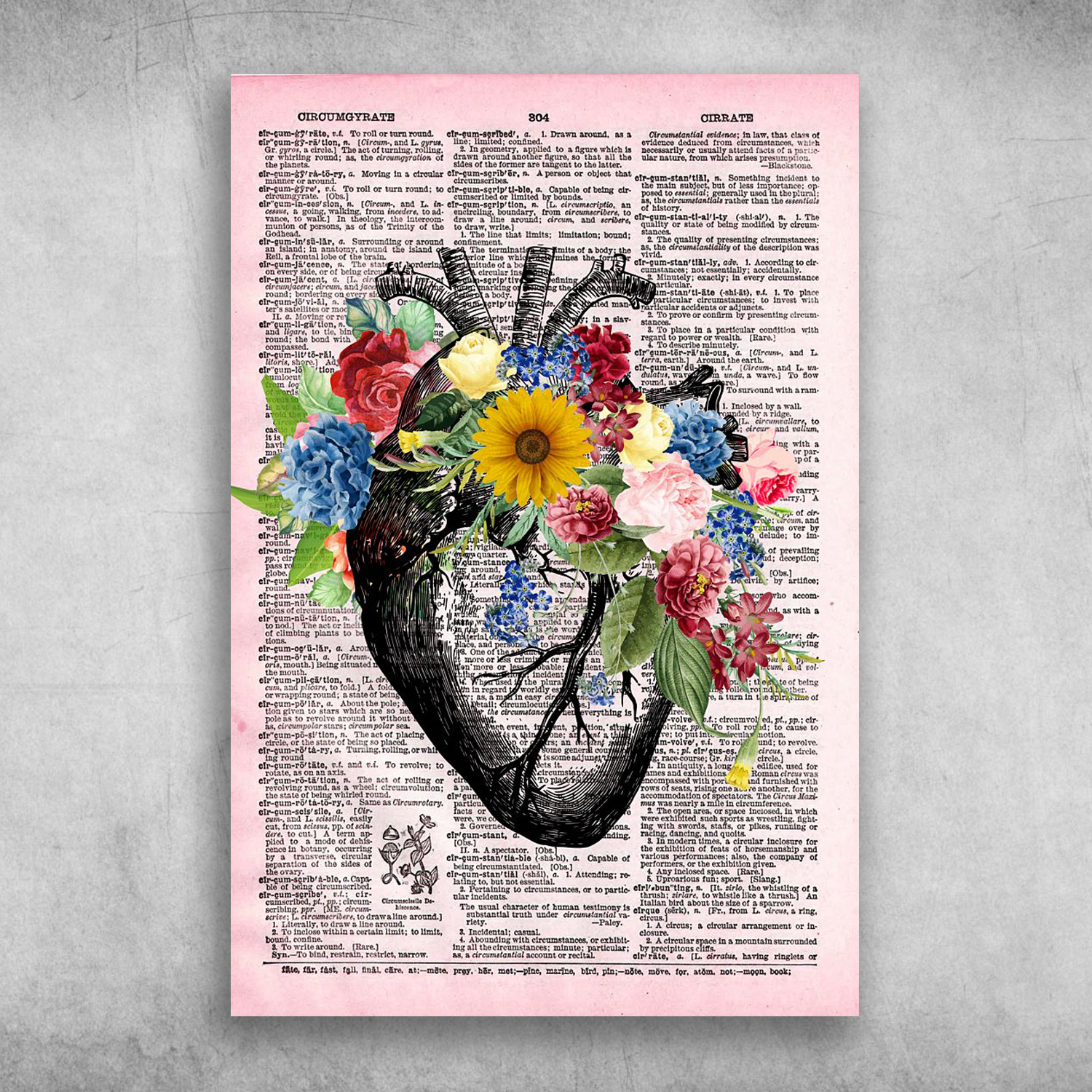 Beautiful Floral Flower Anatomical Heart