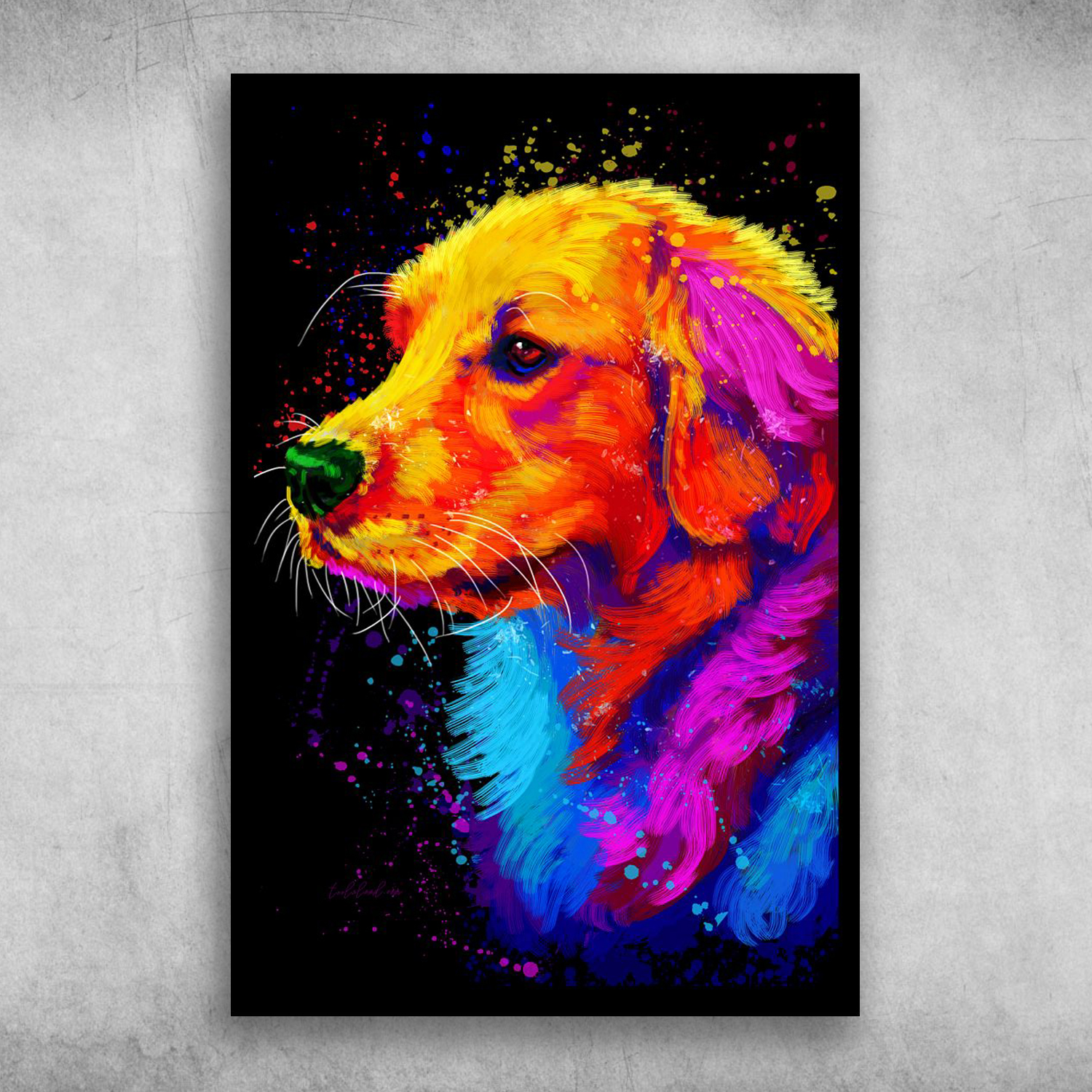 Beautiful Watercolor Painting Of Golden Retriever Dog