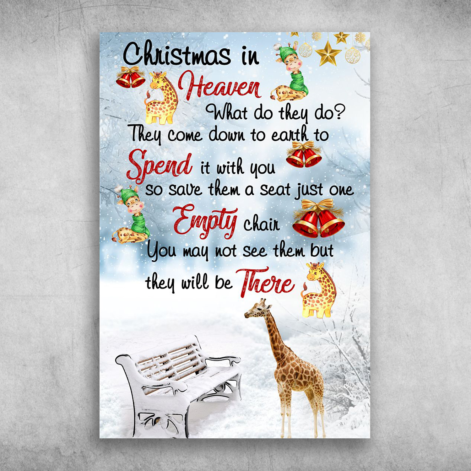 Giraffe Christmas In Heaven Spend It With You