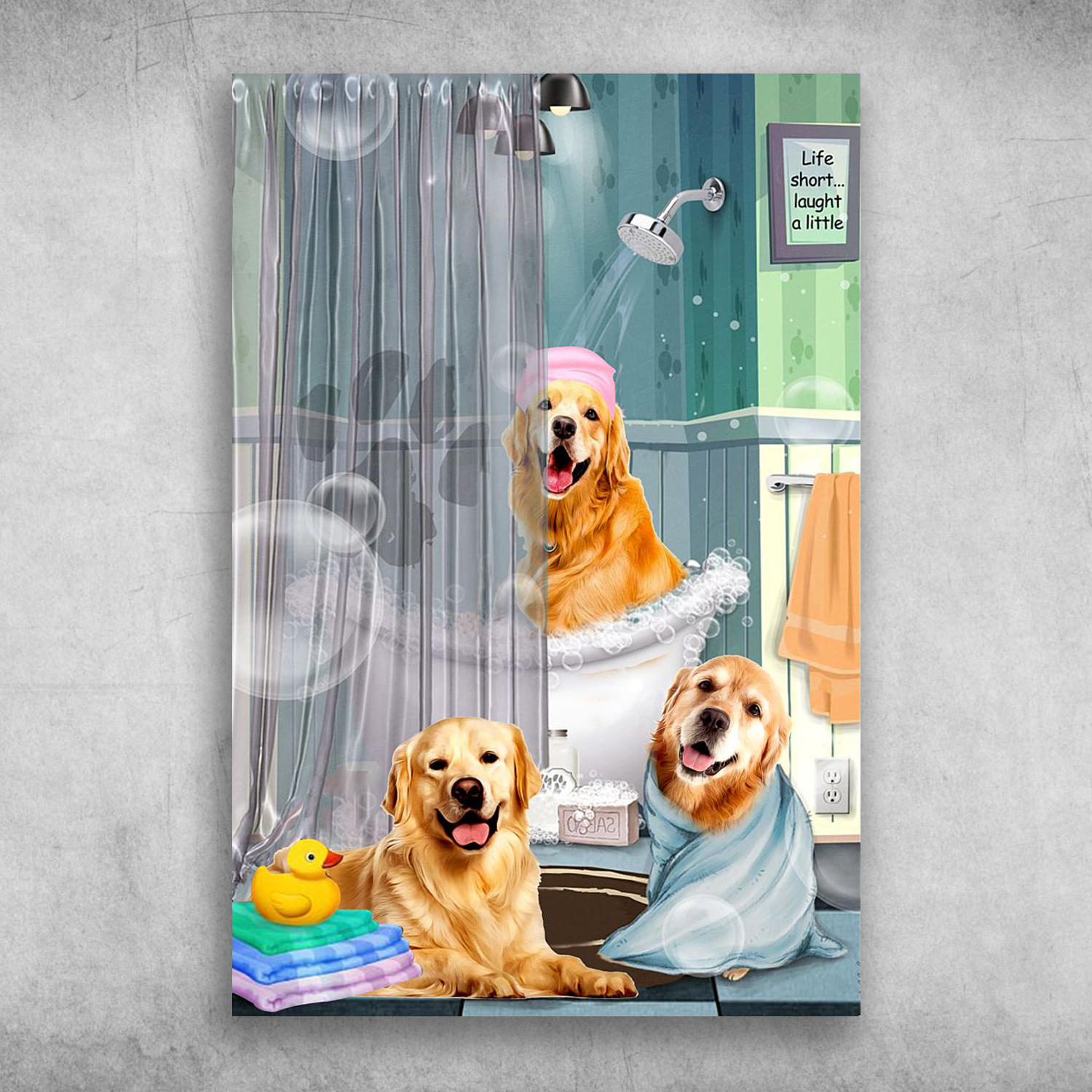 Golden Retriever Relaxing In The Bath Tub Life Short Laught A Little