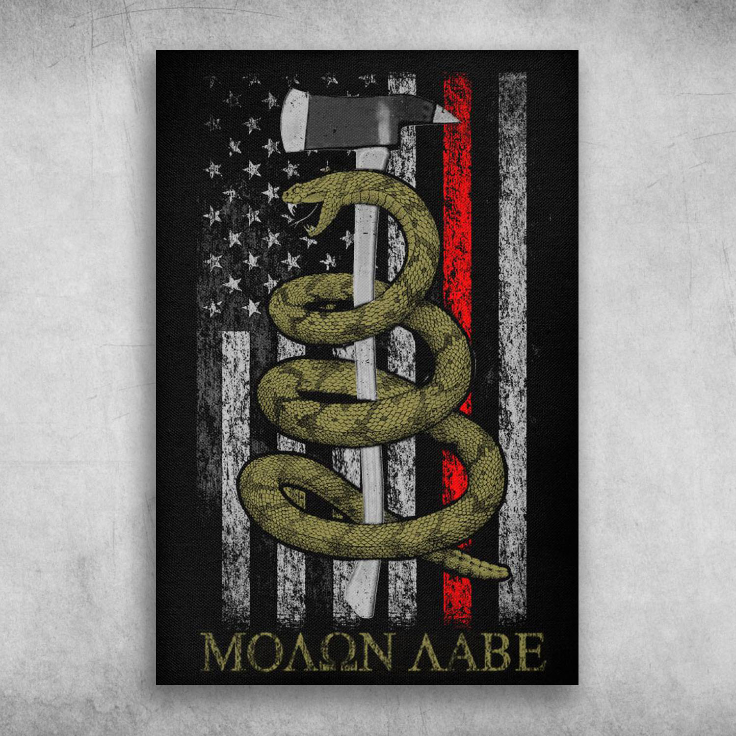 Moaon Aabe Molon Labe Snake Hammer Amerian Flag
