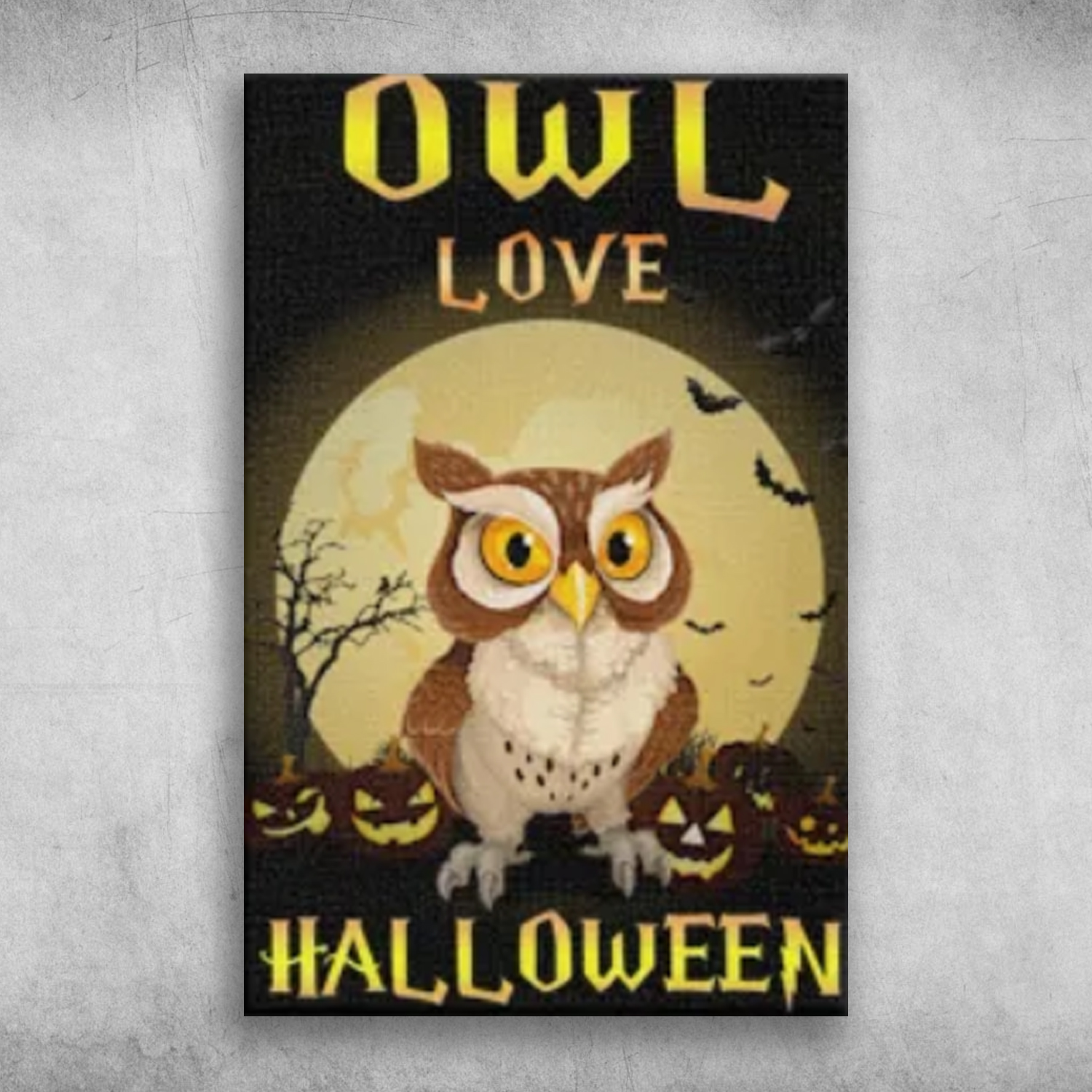 Owl Love Halloween Spooky Pumpkins Black & Gold Marble