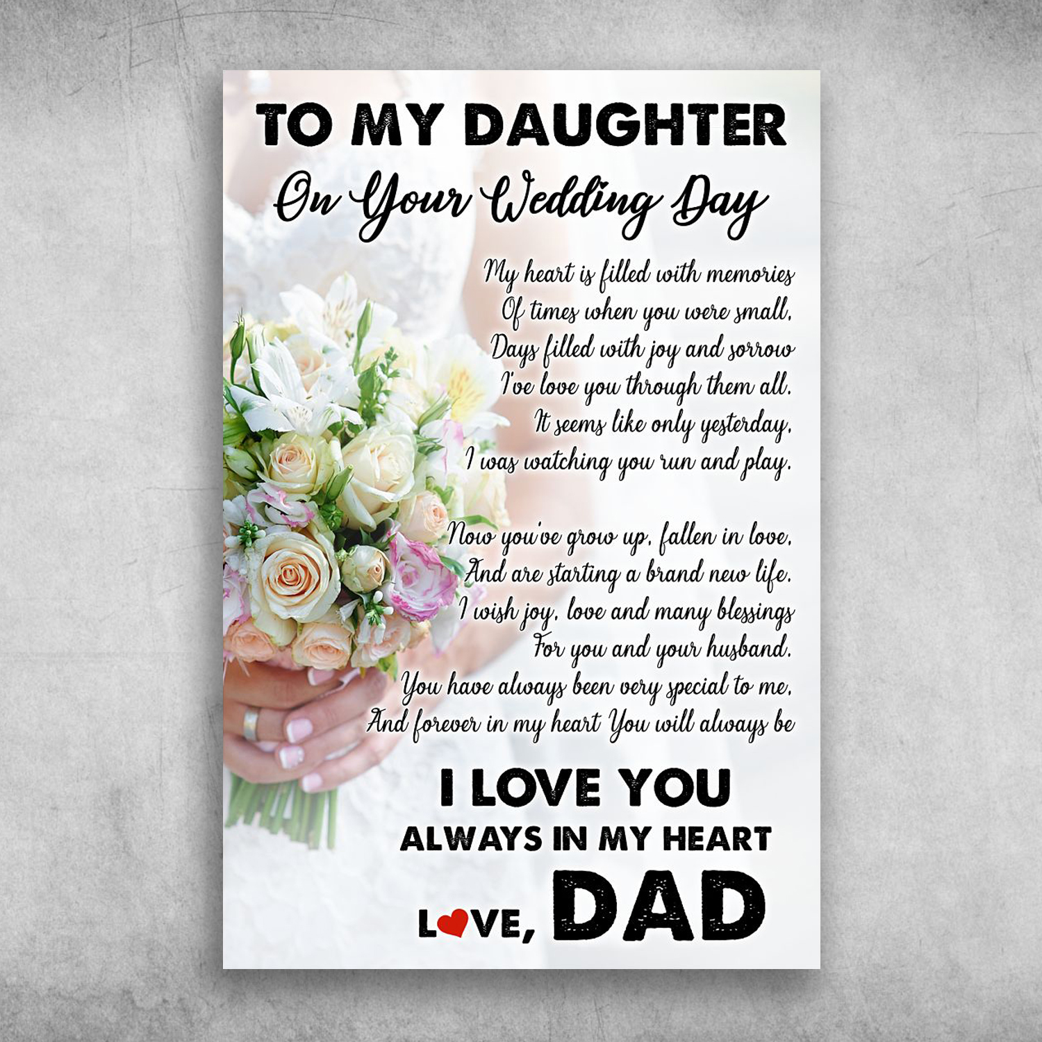 To My Daughter On Your Wedding Day I Love You Dad