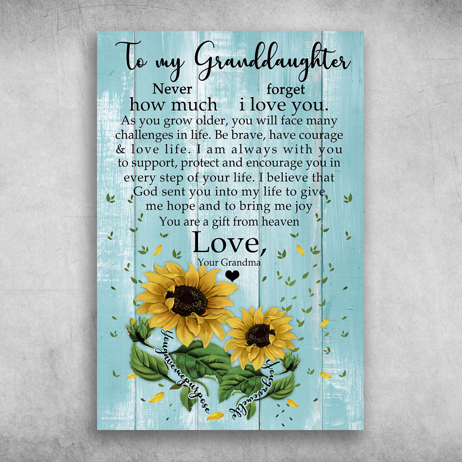 To My Granddaughter Never Forget How Much I Love You Your Grandma