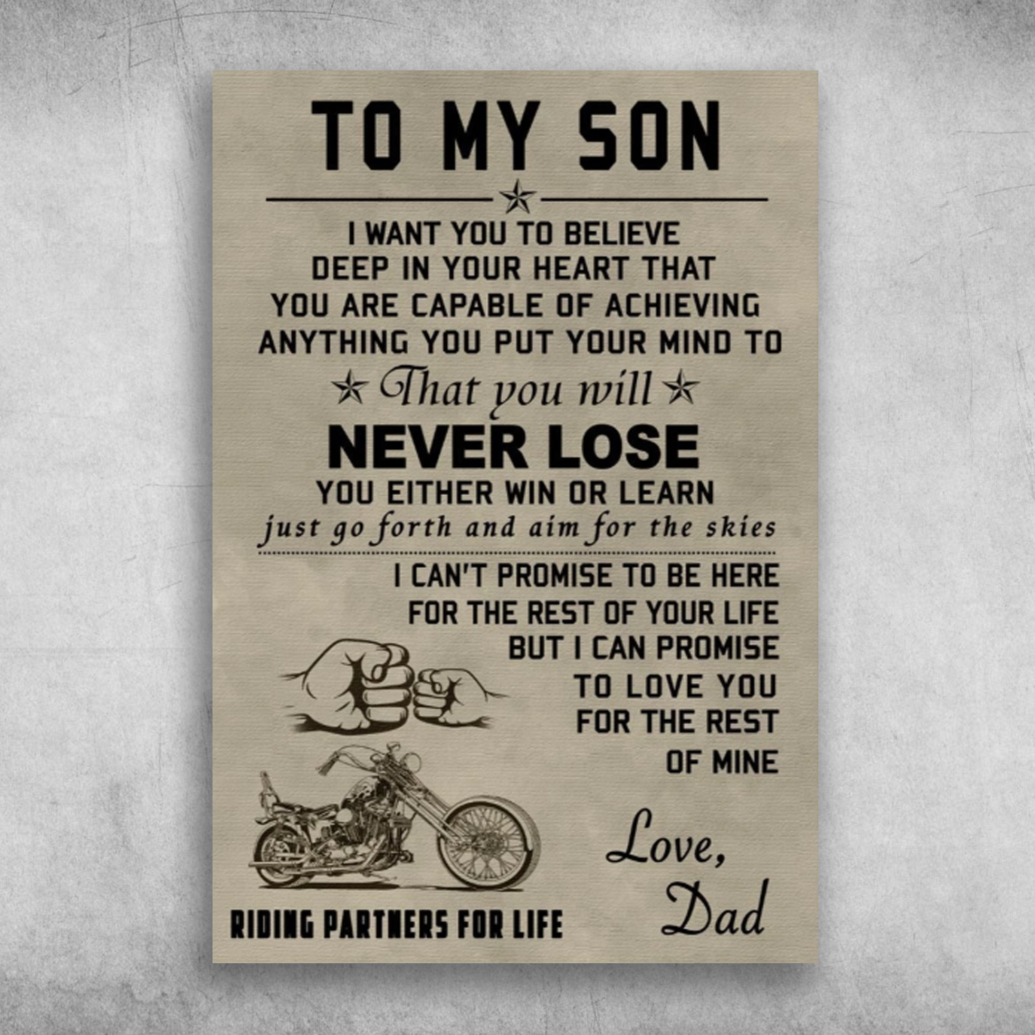 To My Son Riding Partners For Life Love Dad