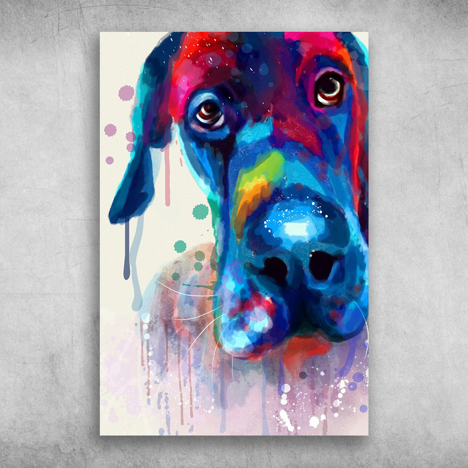 Watercolor Colorful Dog Weimaraner Dog