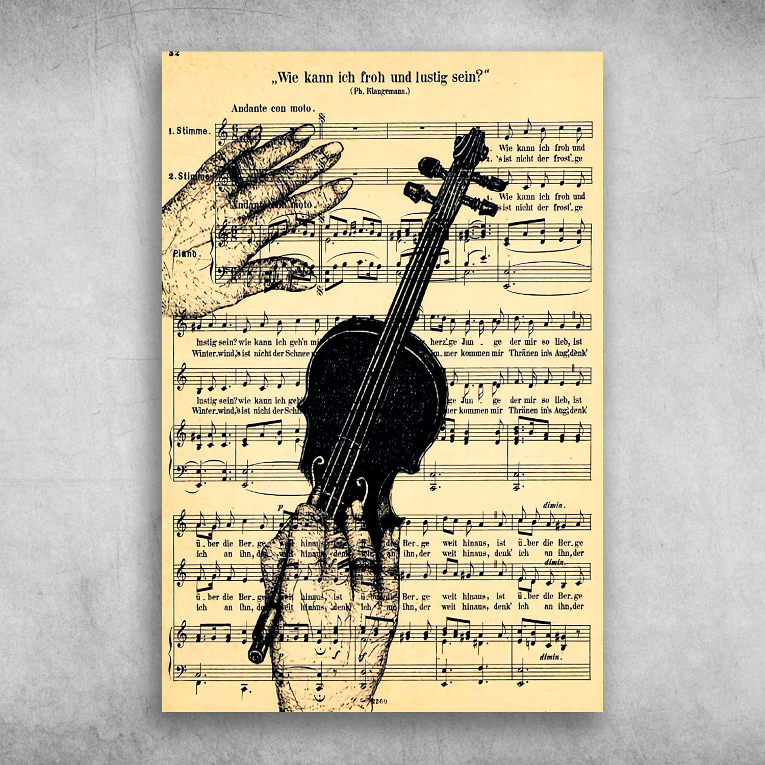 Watercolor Painting Violin With Music Sheet Drawings
