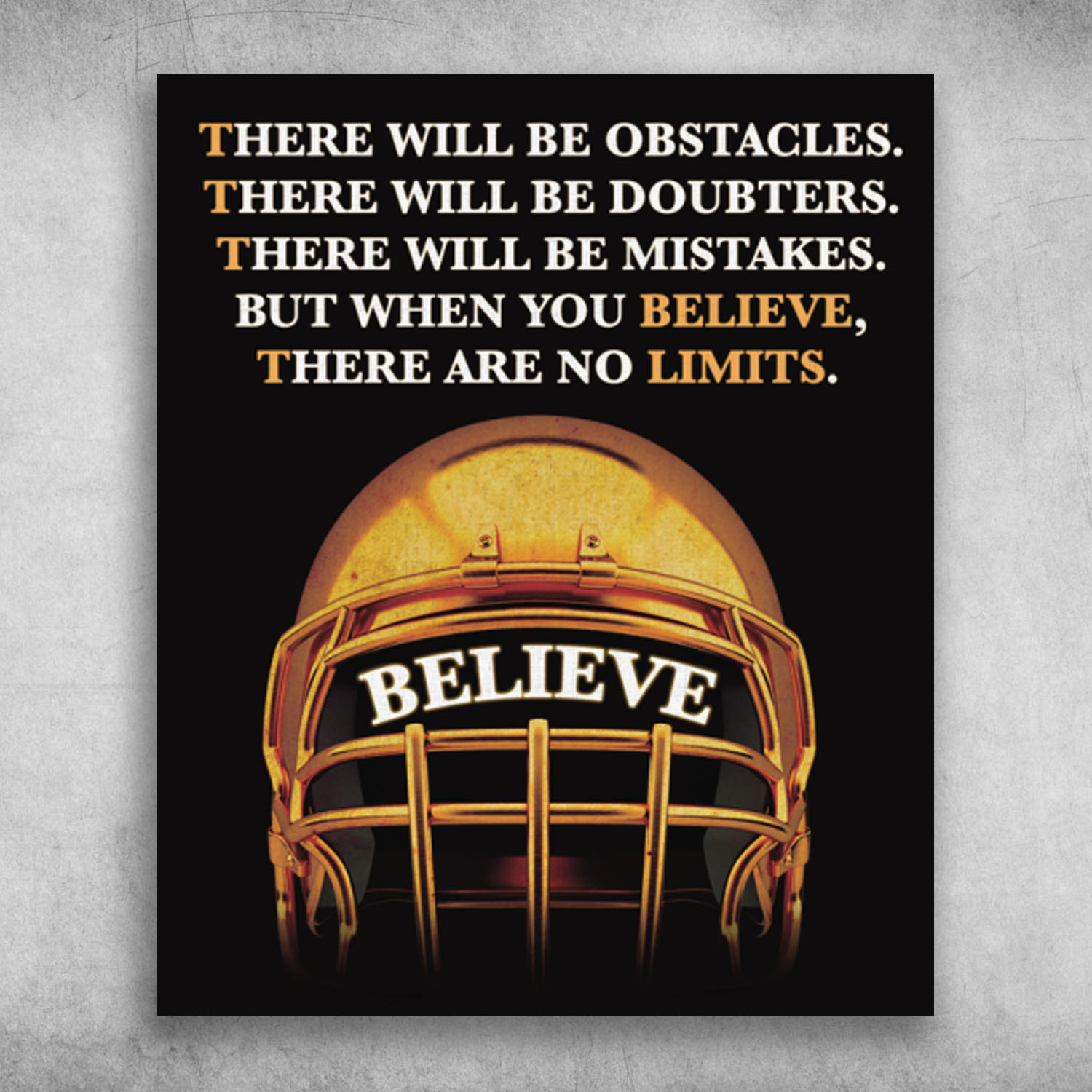 When You Believe There Are No Limits Gold American Football Helmet