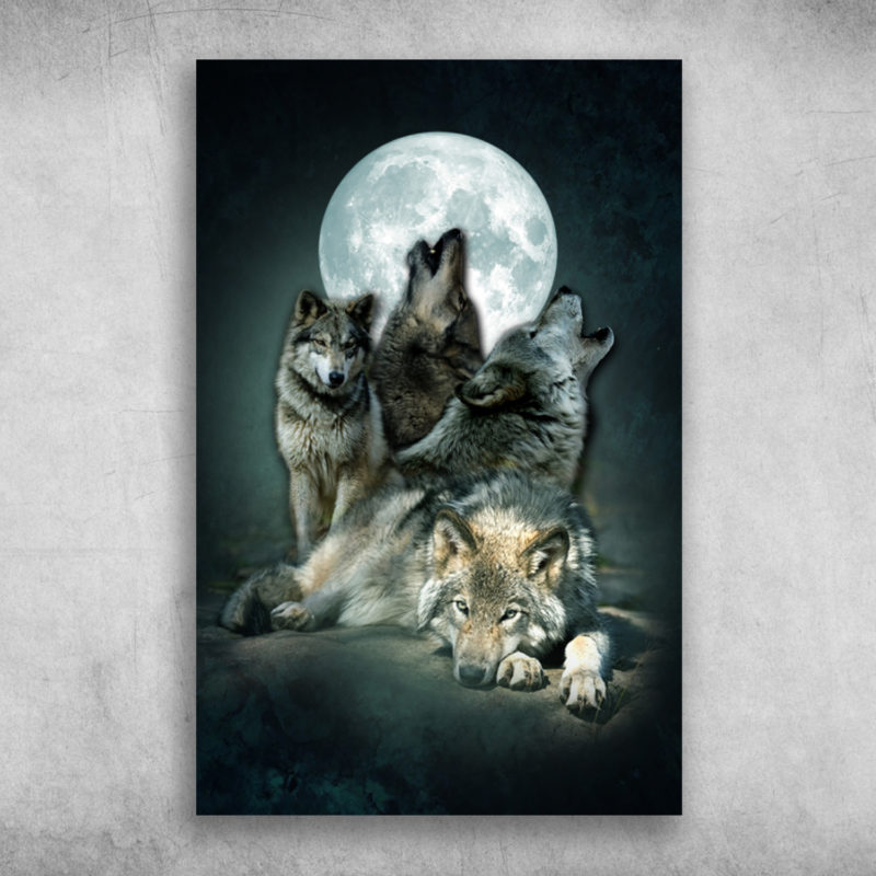 Why Do Wolves Howl At The Full Moon Canvas Poster Fridaystuff