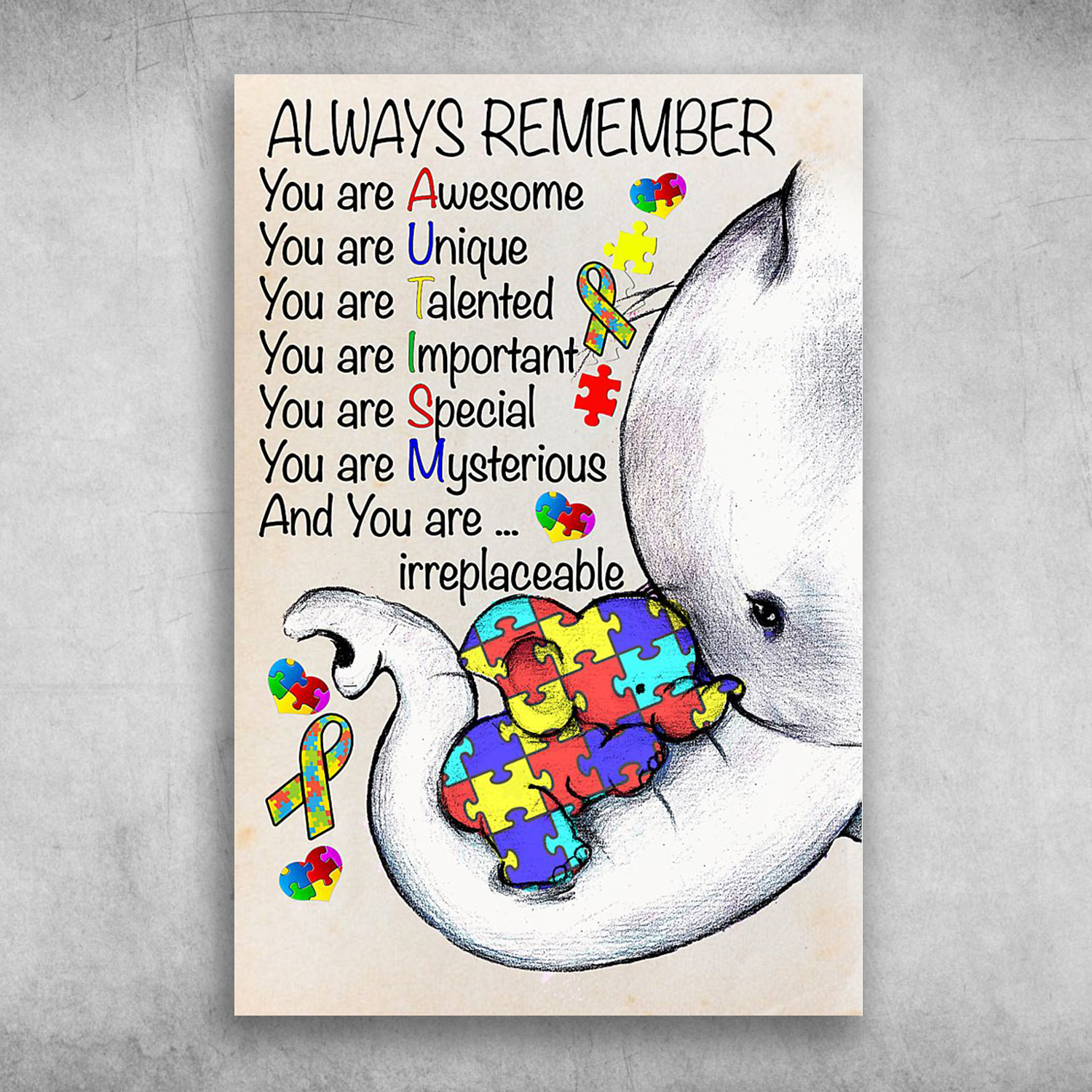 Always Remember You Are Awesome You Are Unique Autism Awareness