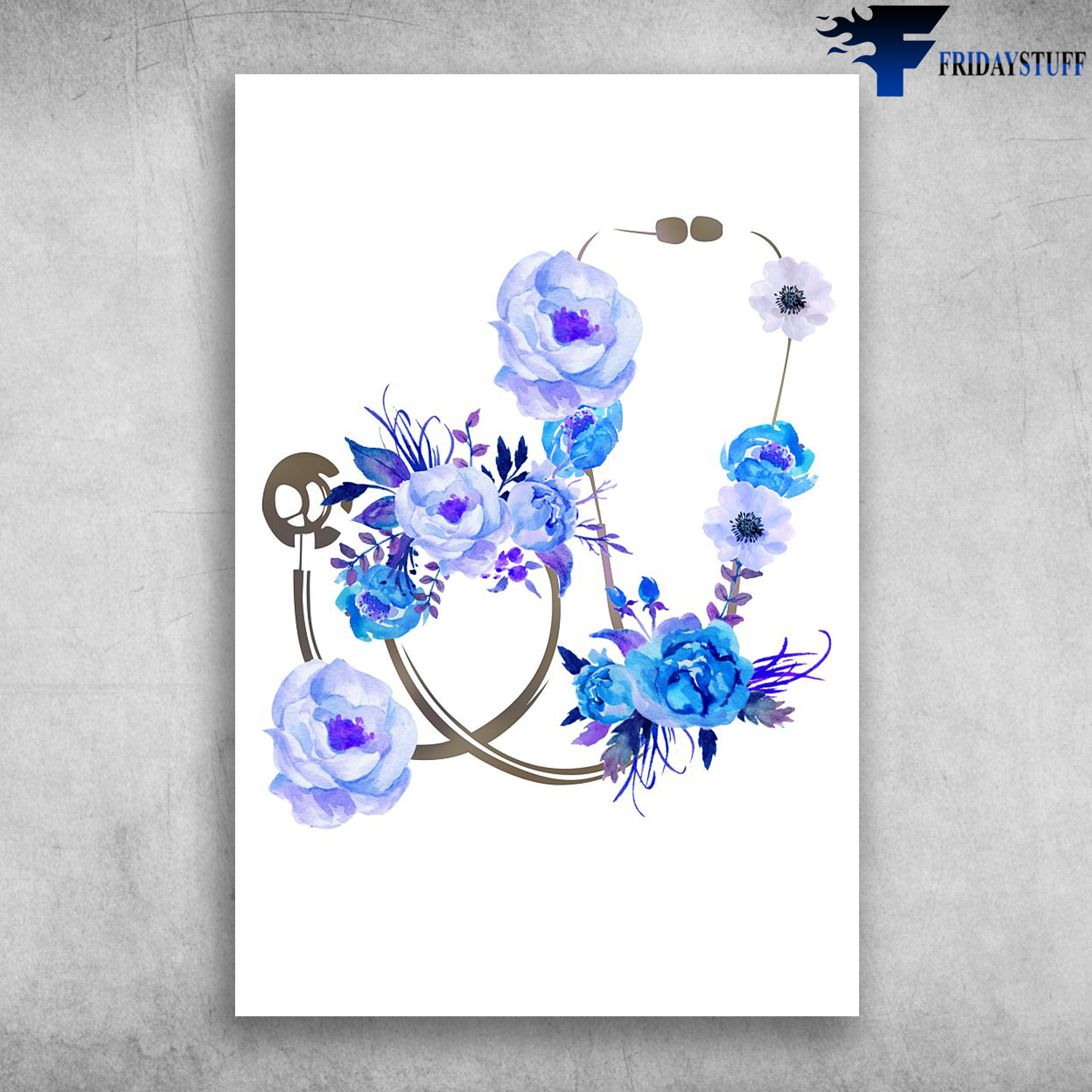 Beautiful Flower Stethoscope Blue Roses