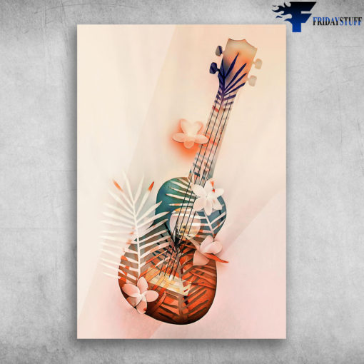 Beautiful Flower Ukulele Instrument Ukulele Art Canvas, Poster FridayStuff