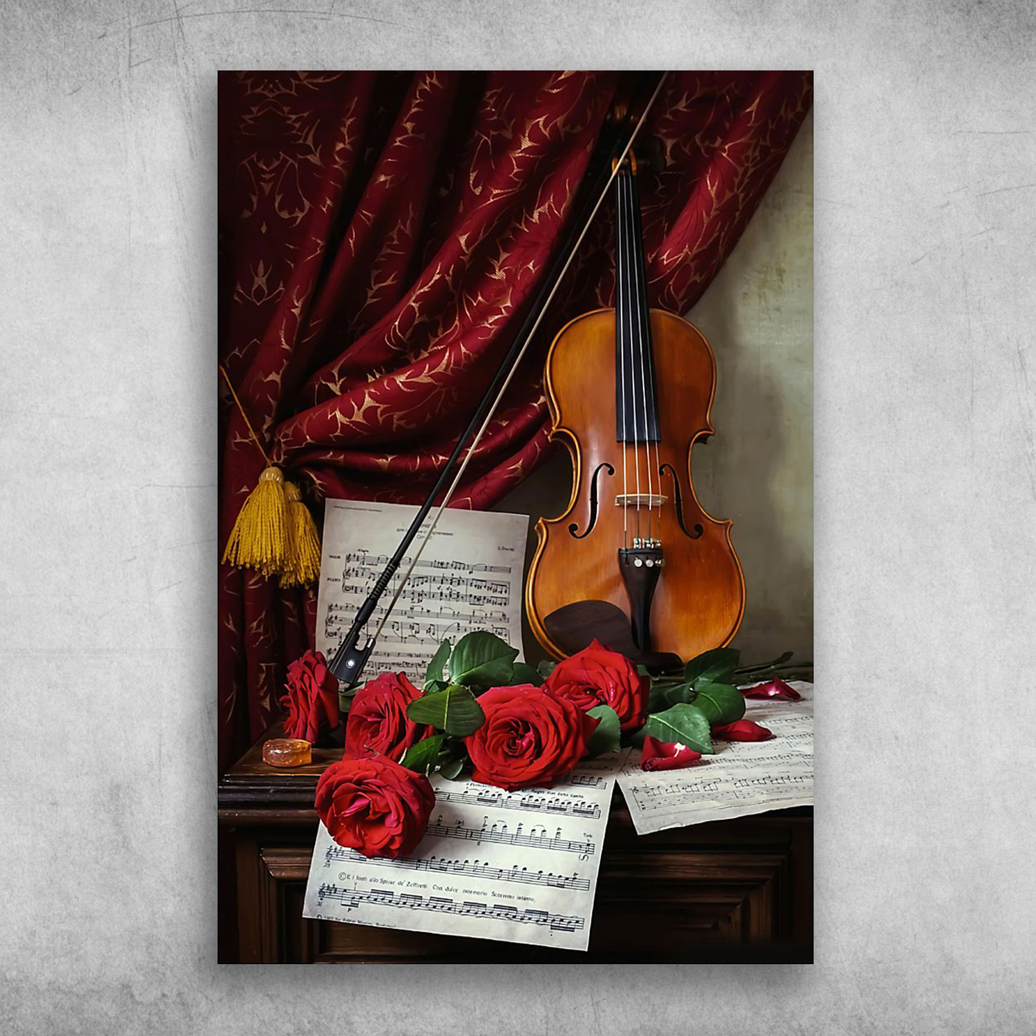 Beautiful Violin For The Soul With Roses