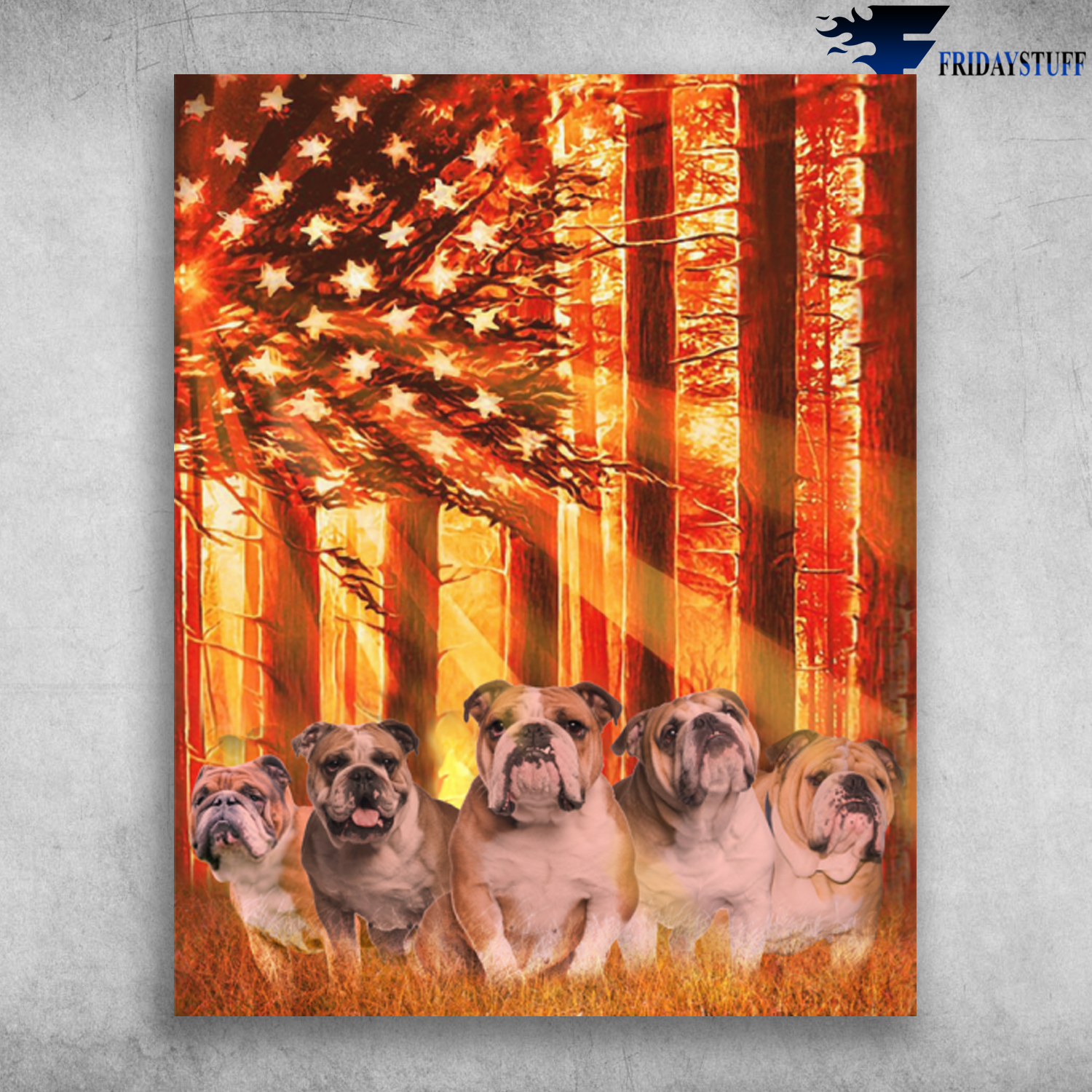 Bulldog Lovers Dogs Sunshine American Flag
