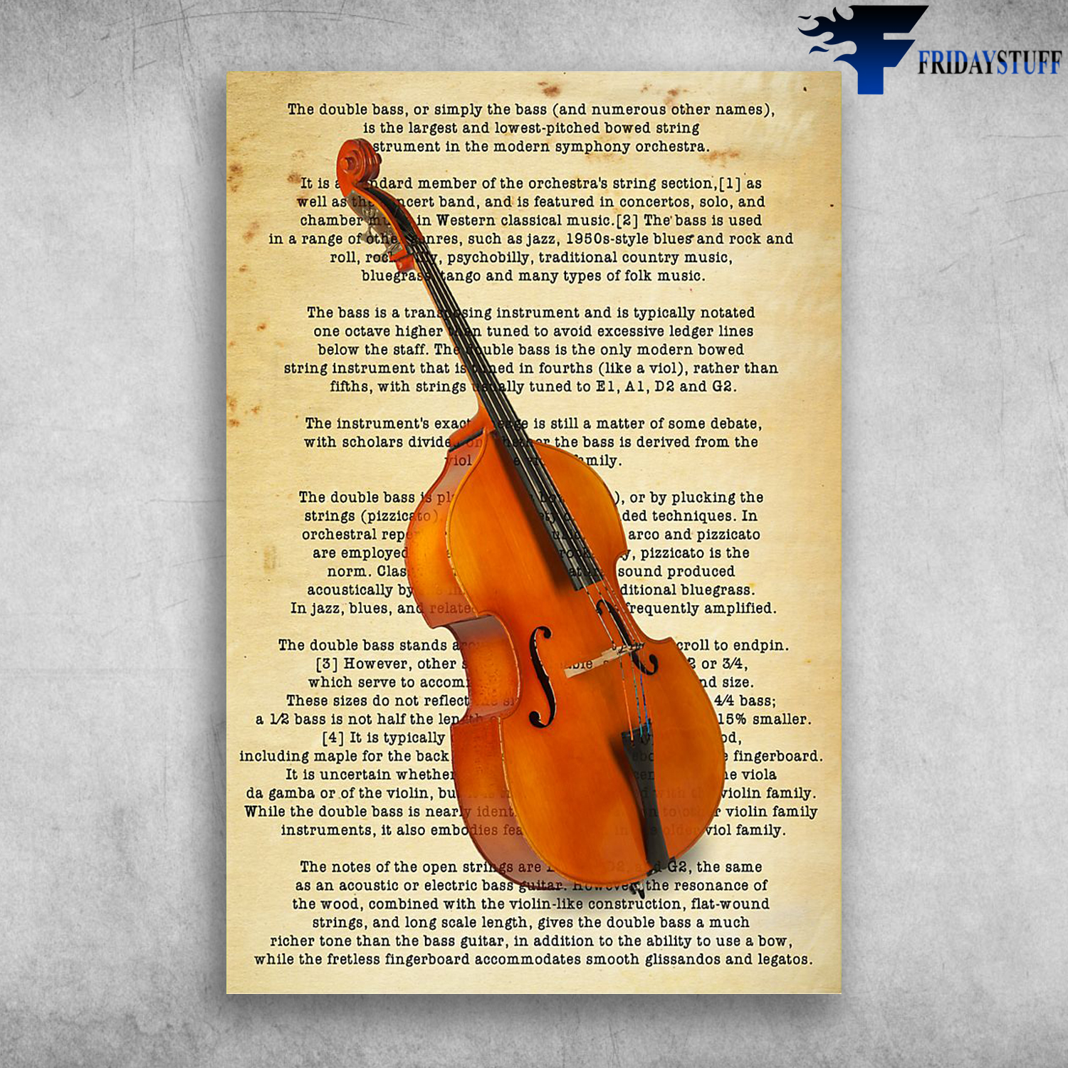 Contrebasse Instrument The Double Bass Or Simply The Bass Canvas Poster Fridaystuff