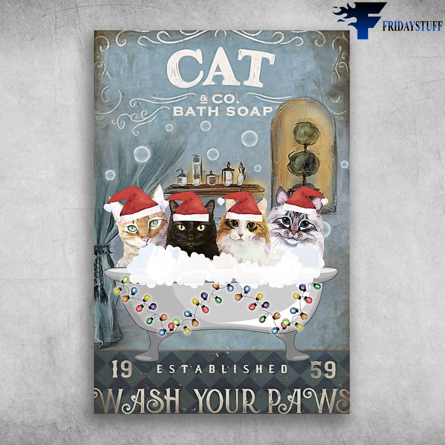 Merry Christmas Cat Bath Soap Established Wash Your Paws
