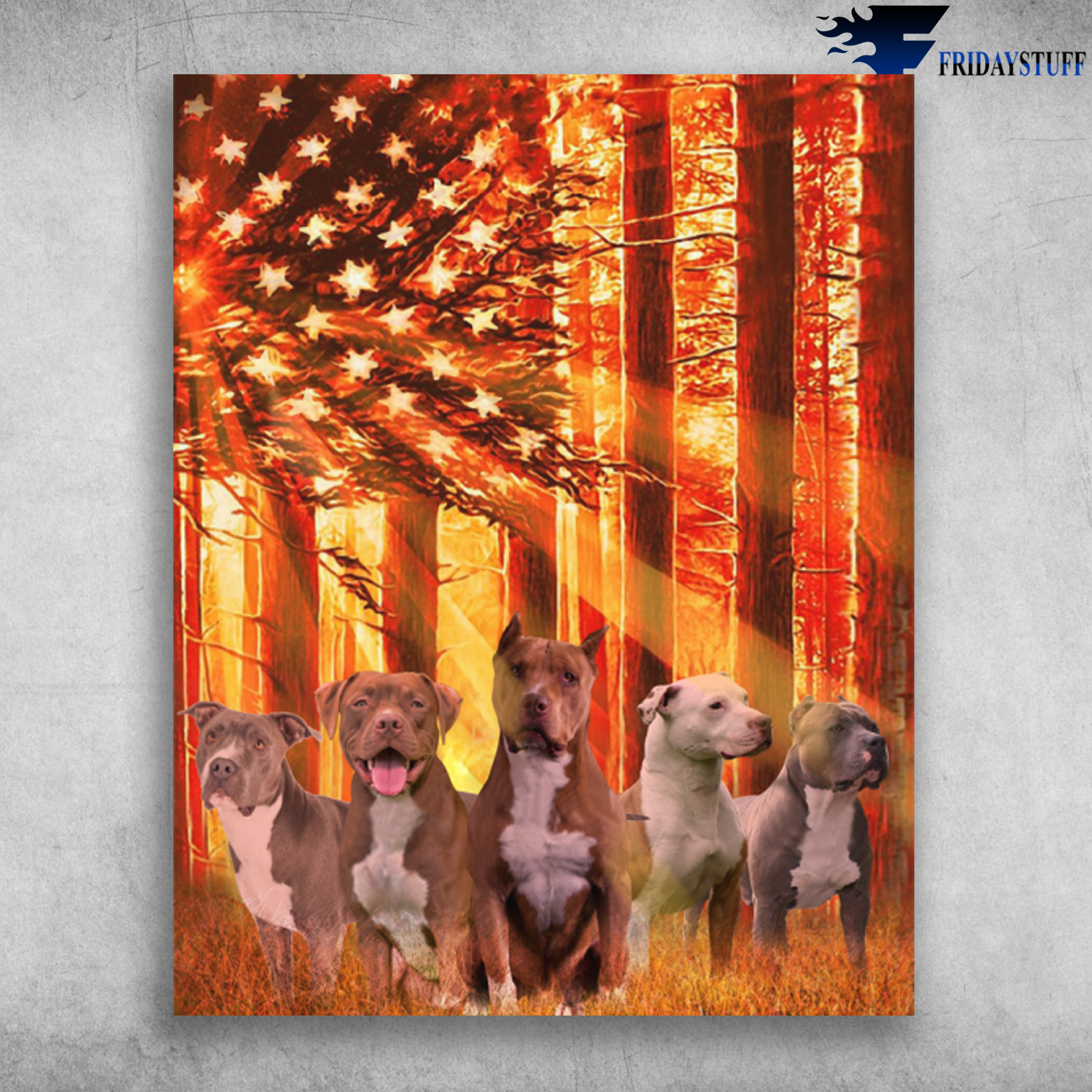 Pit Bull Dogs Sunshine American Flag