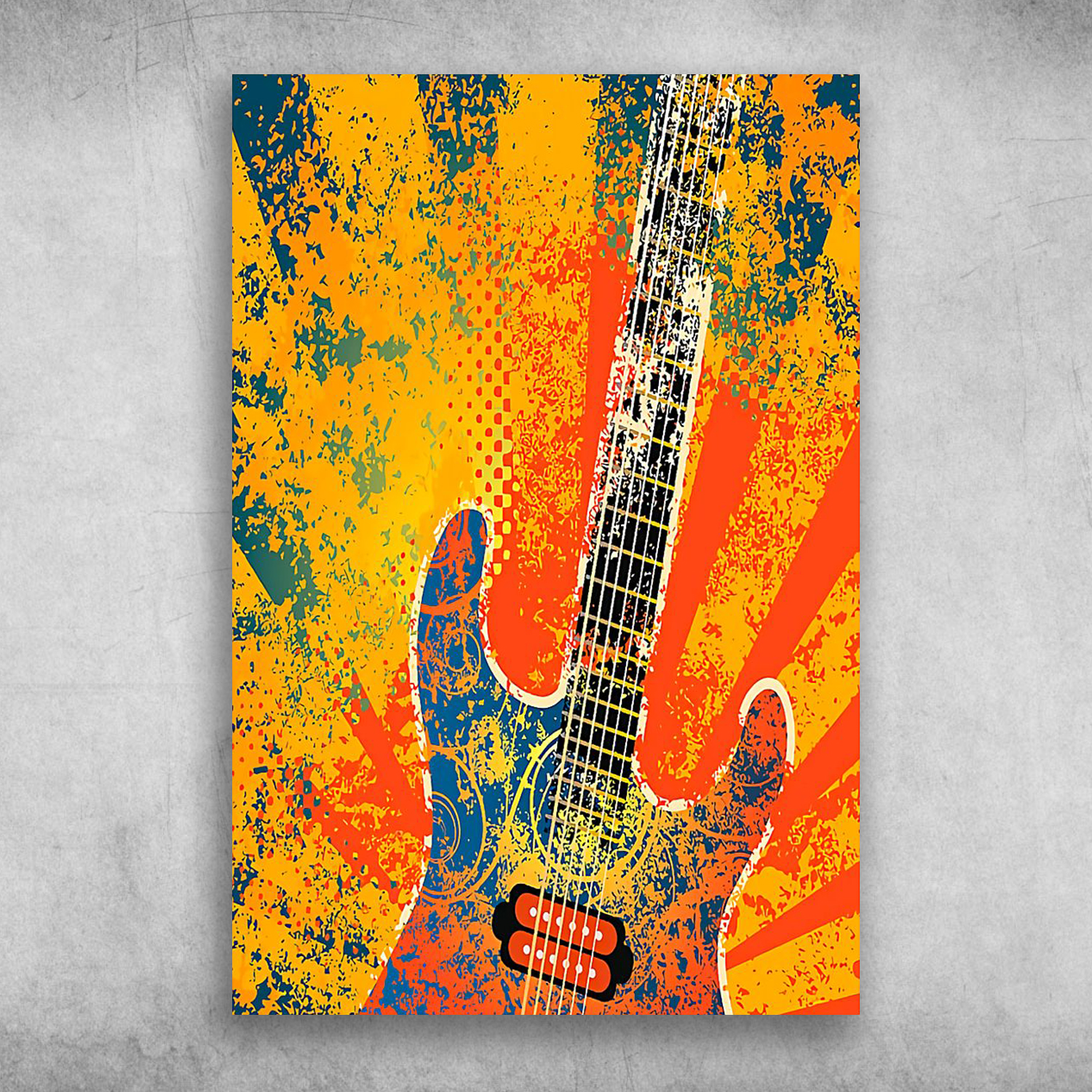 Psychedelic Music Beautiful Watercolor Painting Electric Guitar
