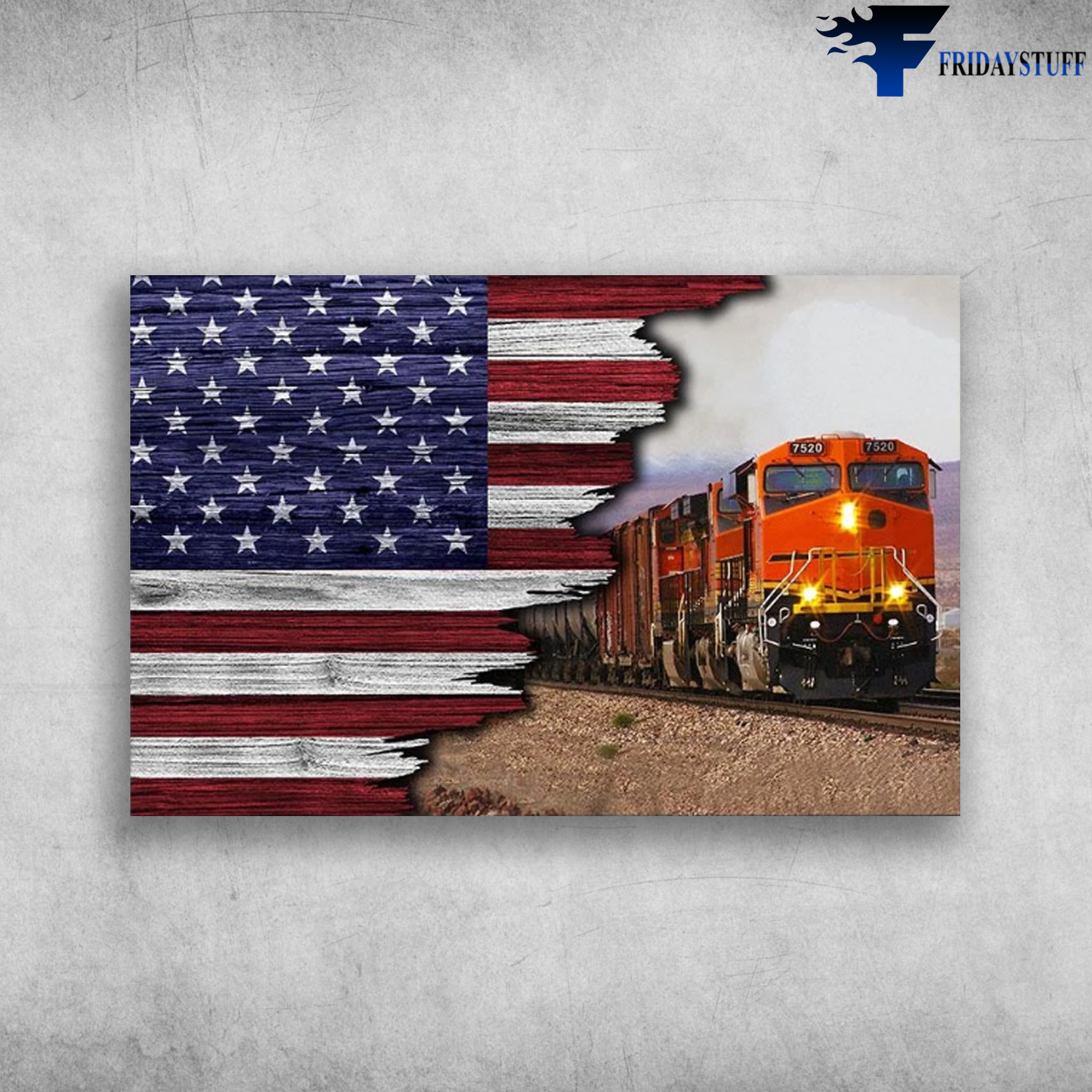 Railway Track Worker American Flag Line Worker