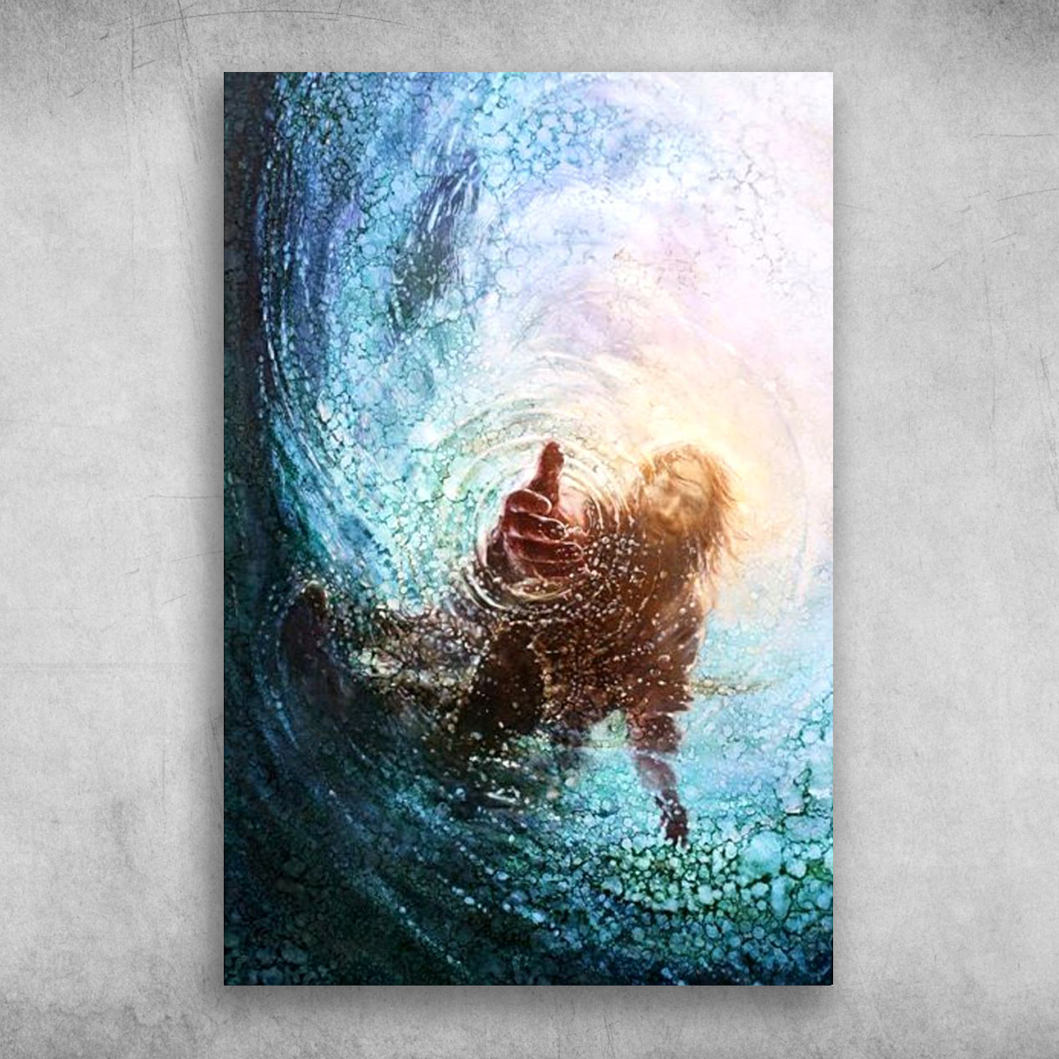 The Hand Of God Painting Jesus Reaching Into Water