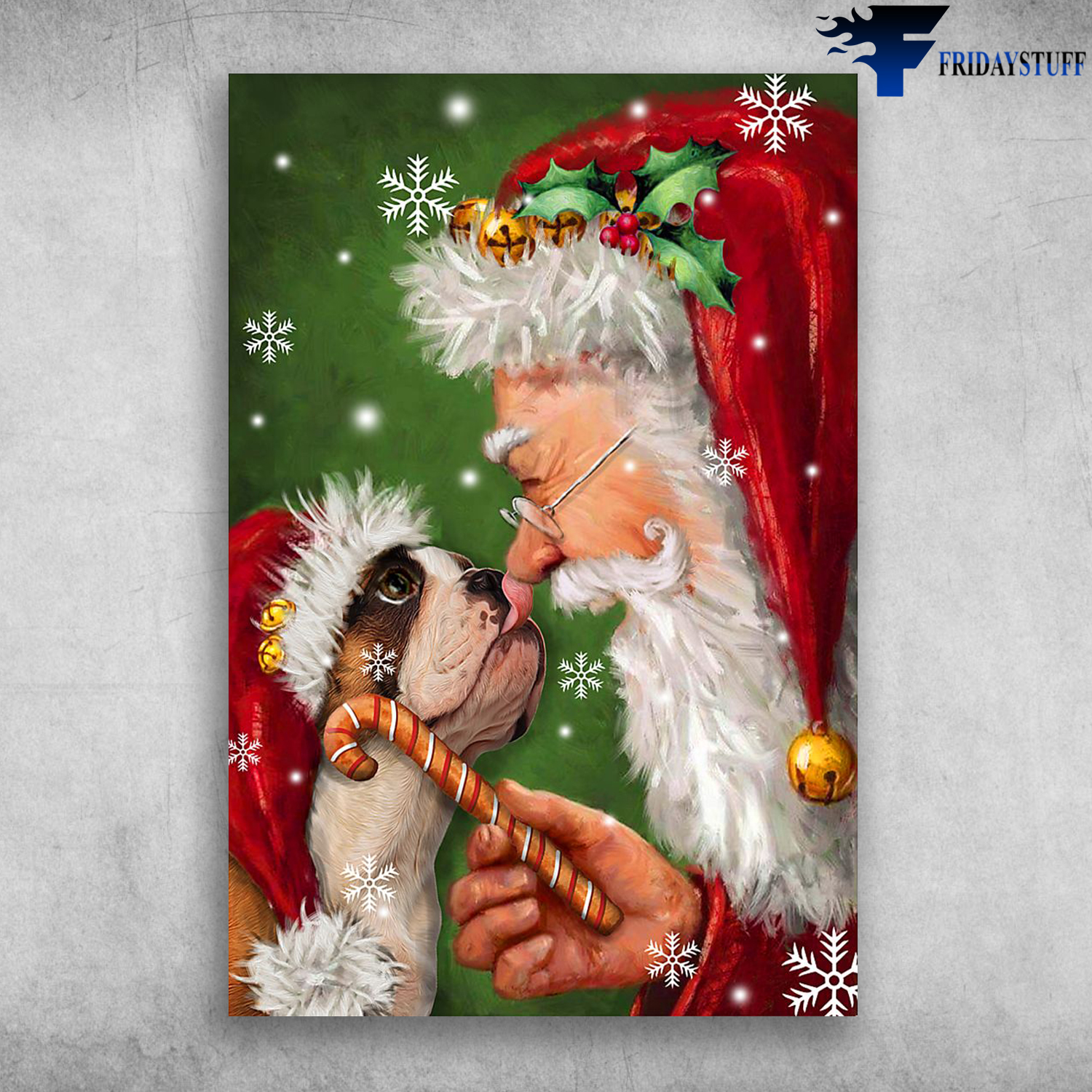 We Wish You A Merry Christmas Boxer Dog And Santa Claus