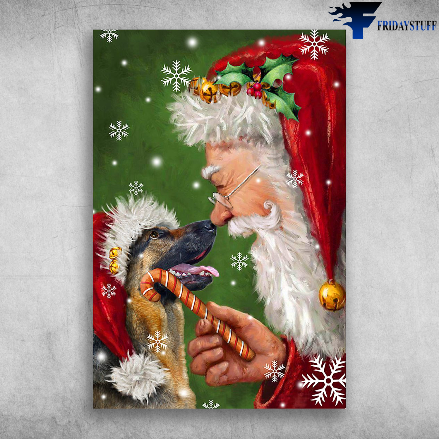 We Wish You A Merry Christmas German Shepherd Dog And Santa Claus