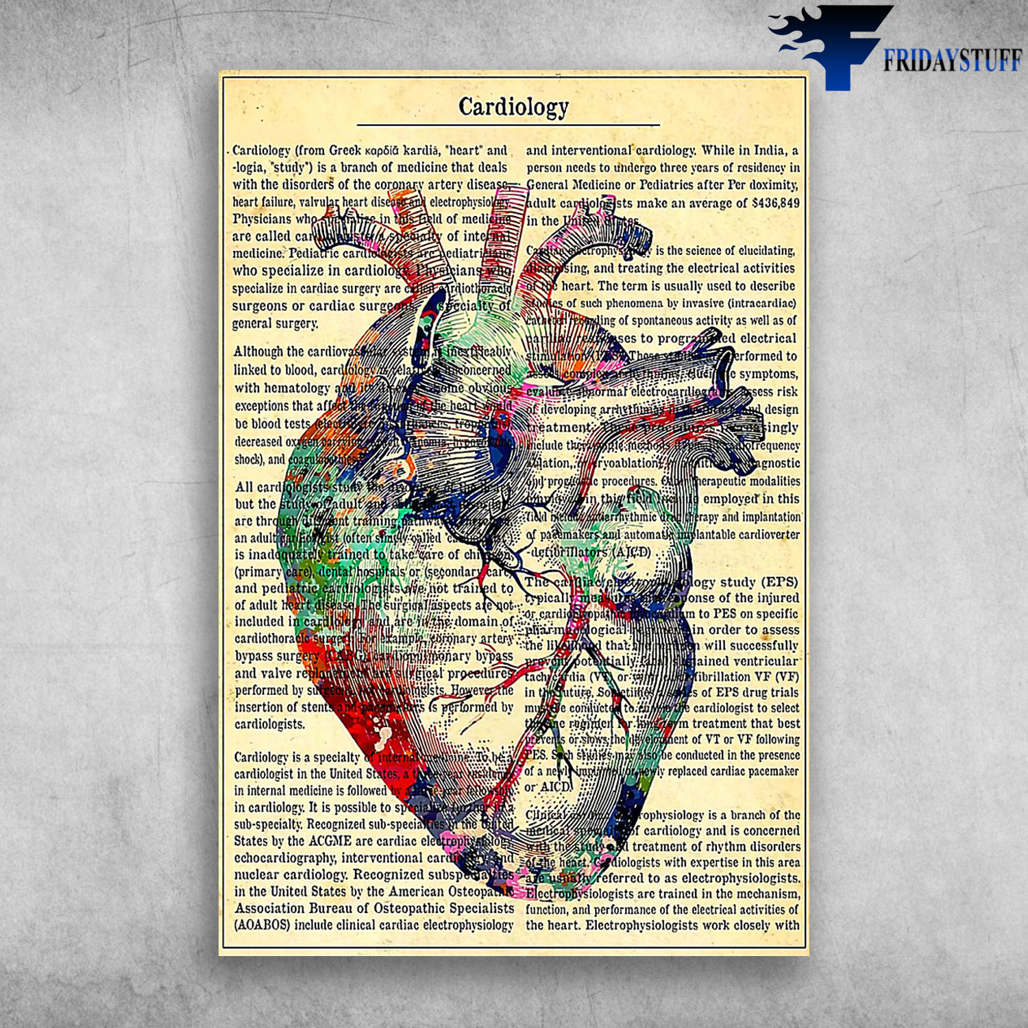 Colorful Human Heart Anatomy Cardiology Proud Cardiologist