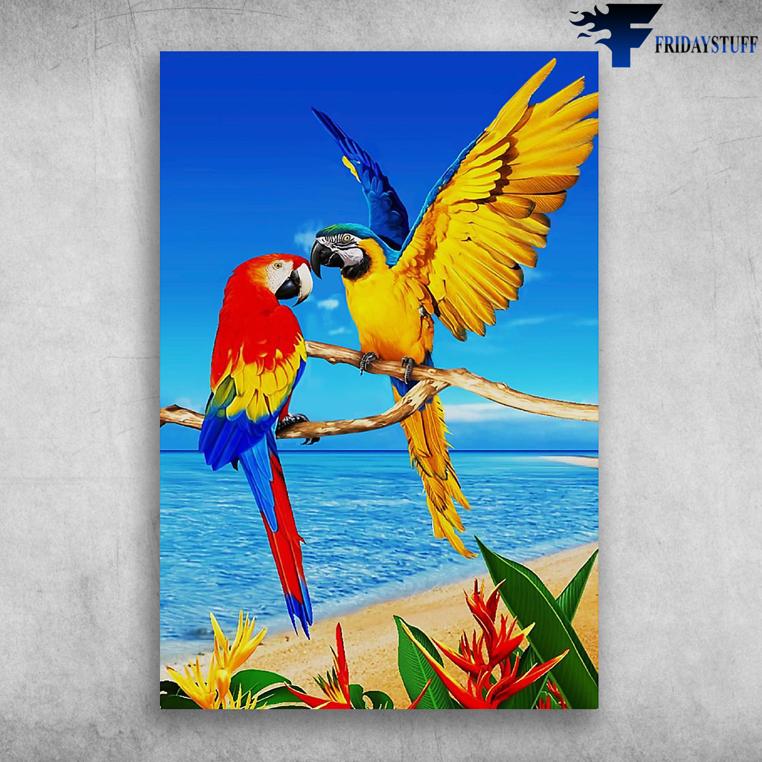 Colorful Parrots Macaw Parrot Towel Tropical Bird Fantasy Wonder Beach Towel