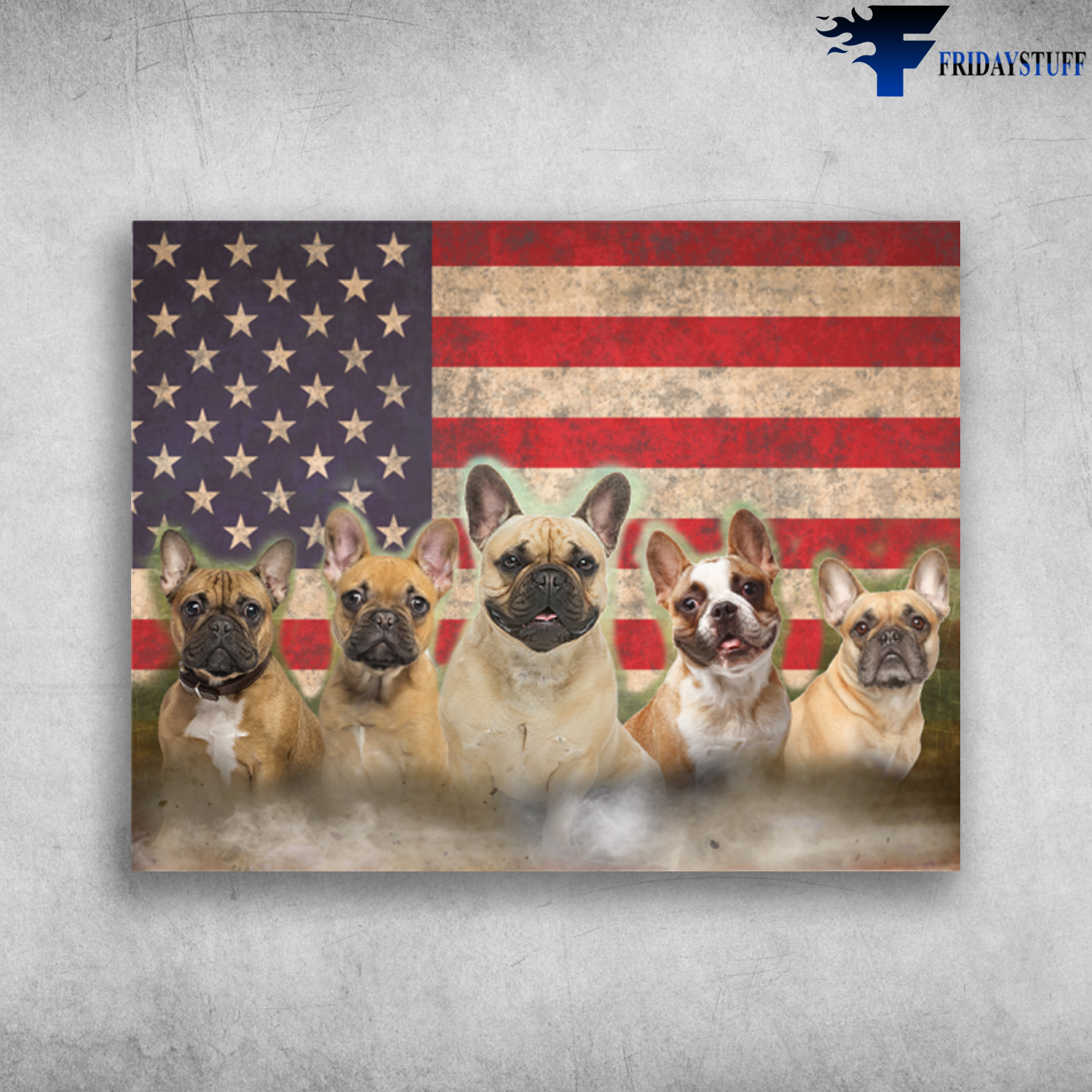 French Bulldog America United States American Flag