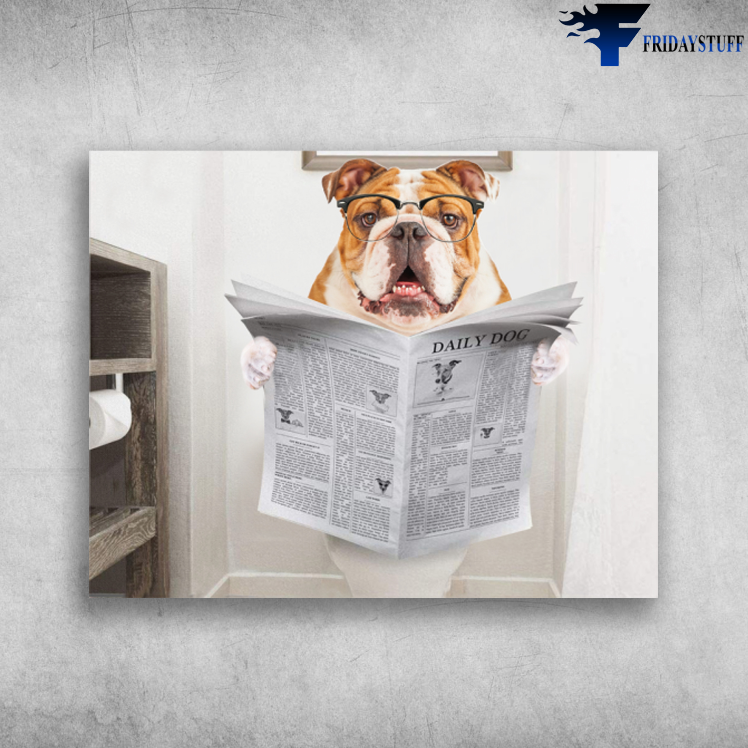 Funny English Bulldog Read Newspaper Daily Dog