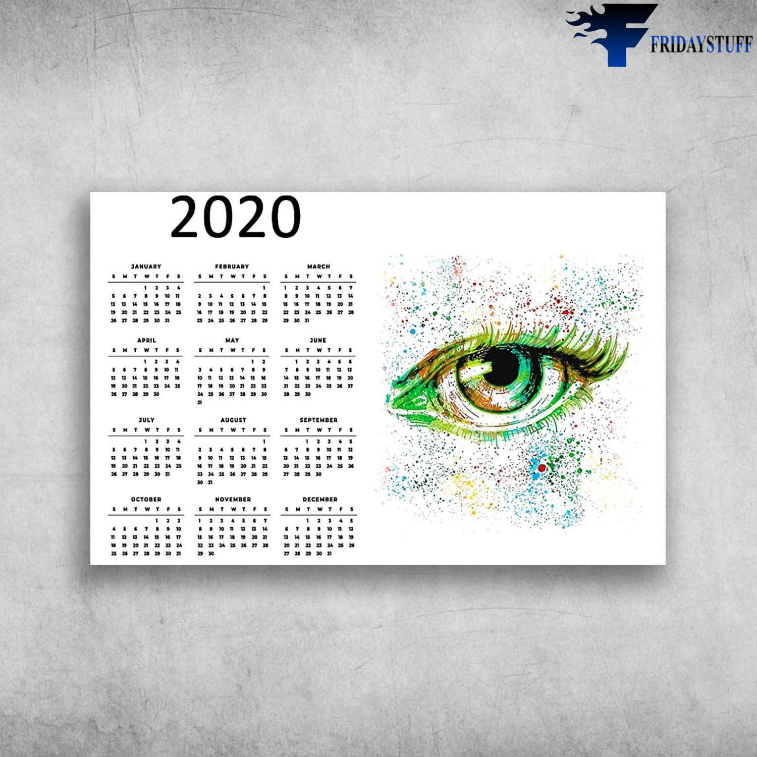 New Calendar 2020 Beautiful Green Eye