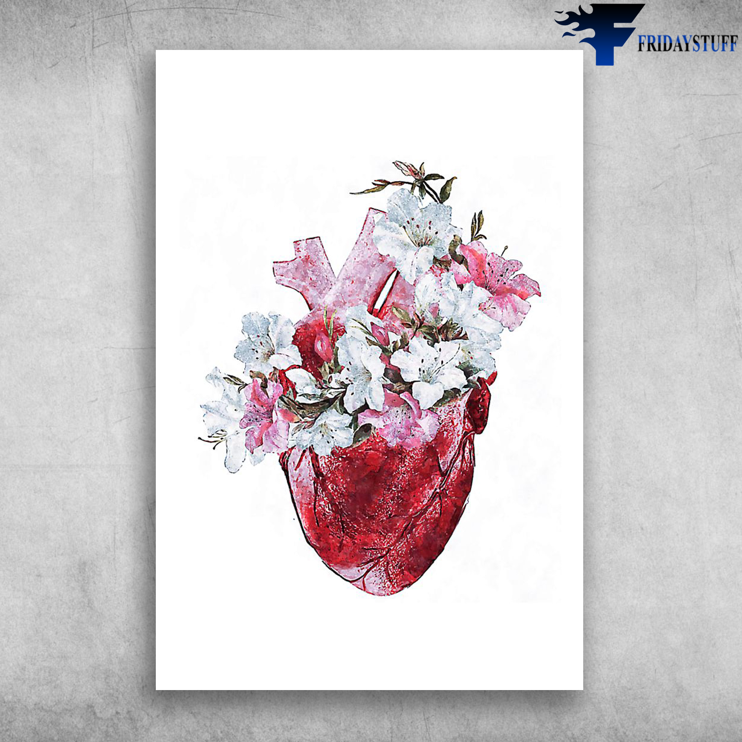 Painting Beautiful Flower Human Heart Anatomy Proud Cardiologist