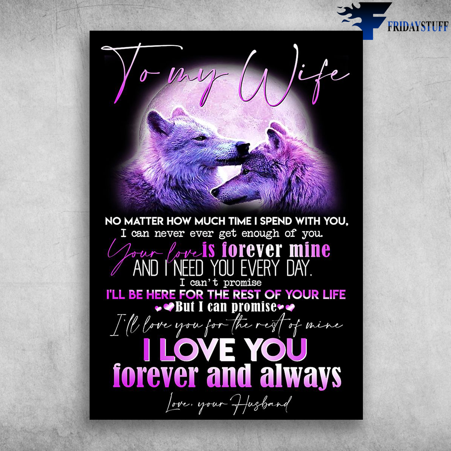 Purple Couple Wolf To My Wife I Love You Forever And Always