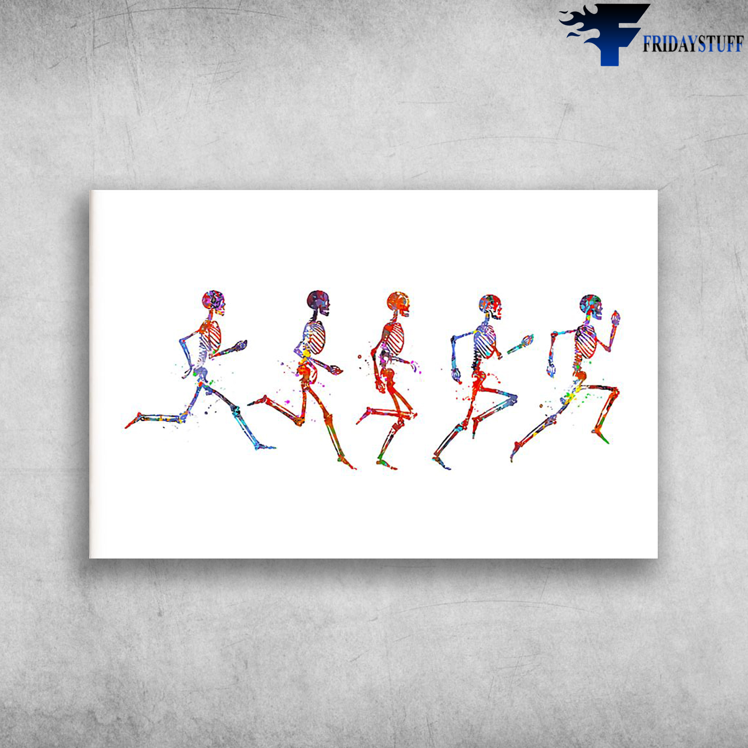 Running Phases Watercolor Anatomy Art Human Body Skeletal