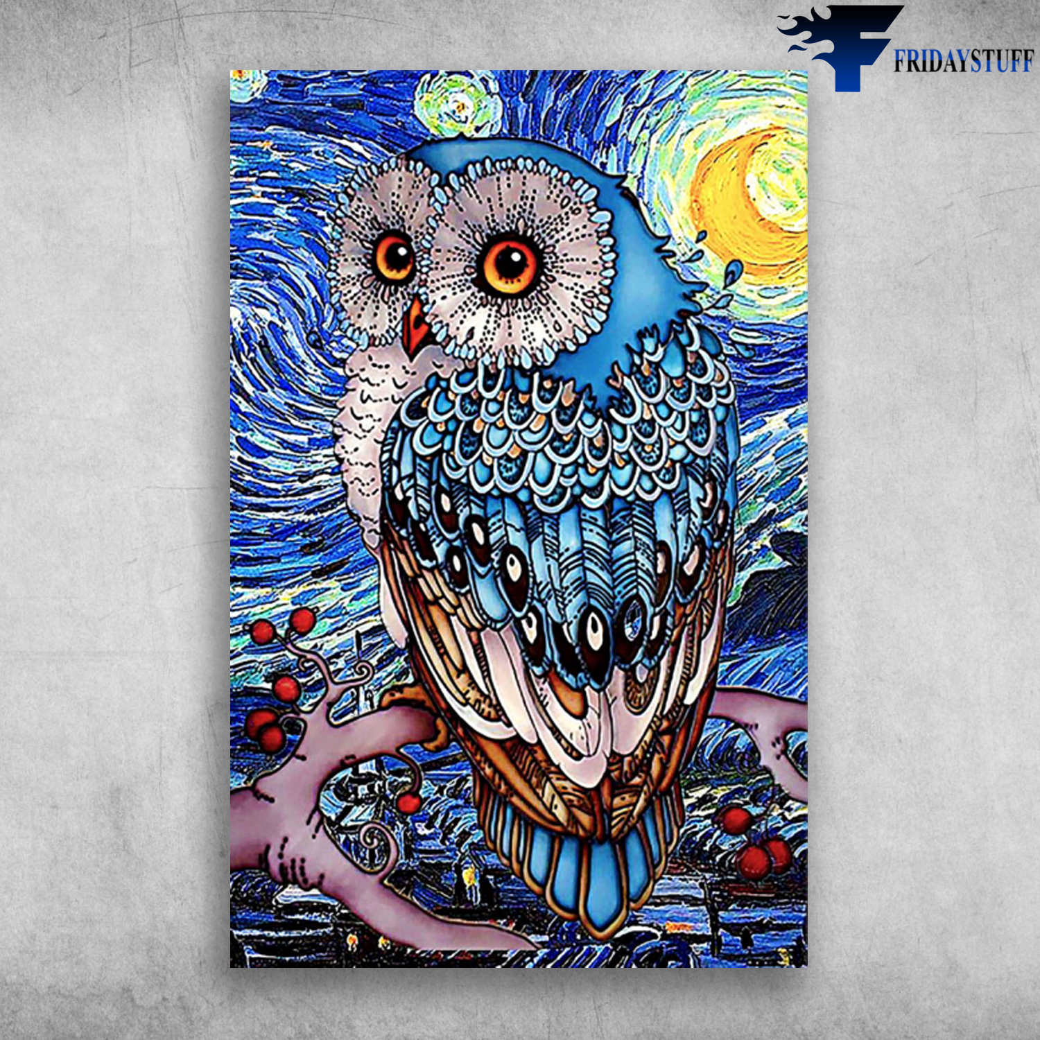 Starry Night Owls Colorful Owl Diamond Painting Fridaystuff