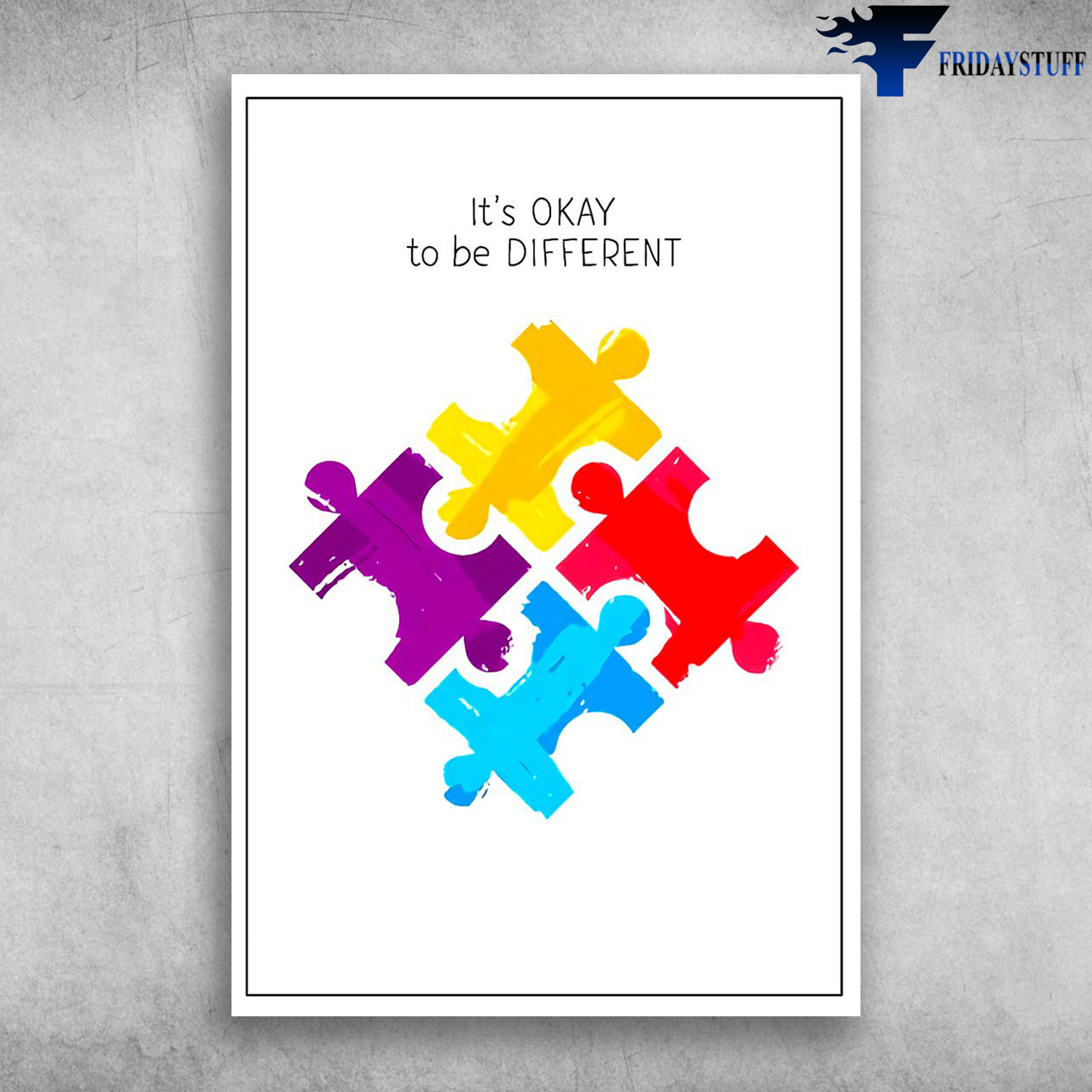Autism Awareness It's Okay To Be Different Colorful Puzzle Pieces