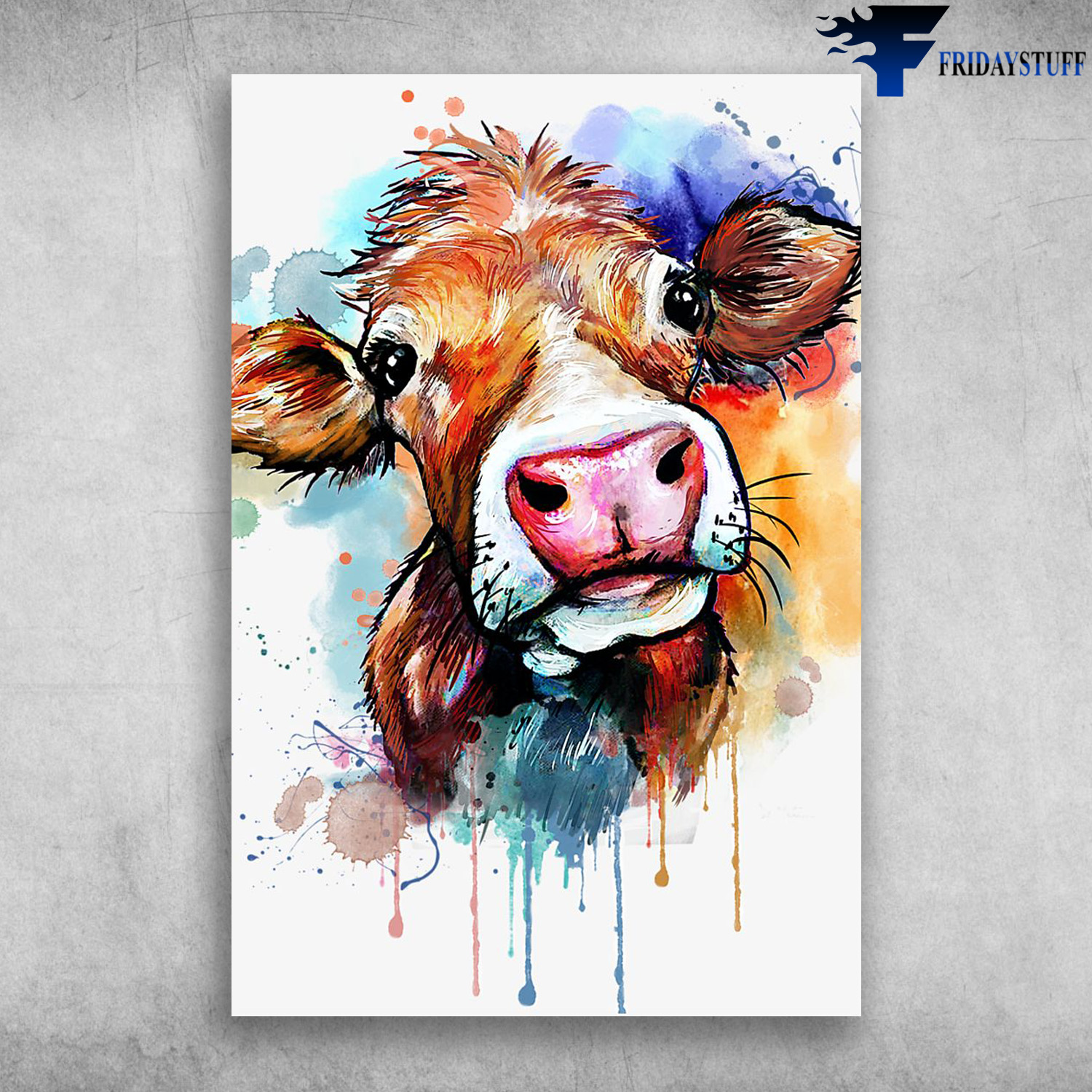 Colorful Dairy Cattle Watercolor Milk Cow Painting Dairy Cattle
