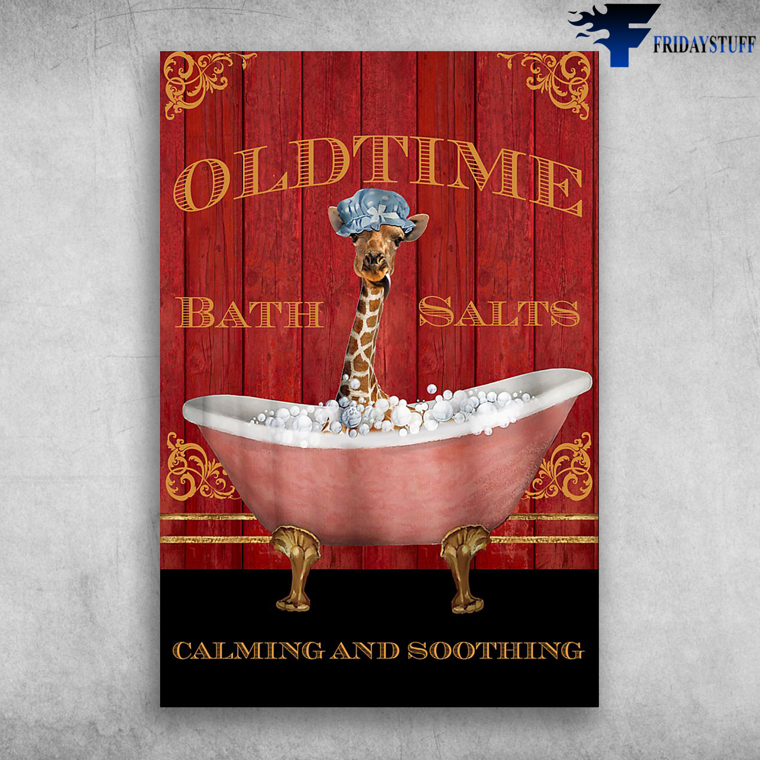 Old Time Bath Salts Calming And Soothing Giraffe In Bathtub