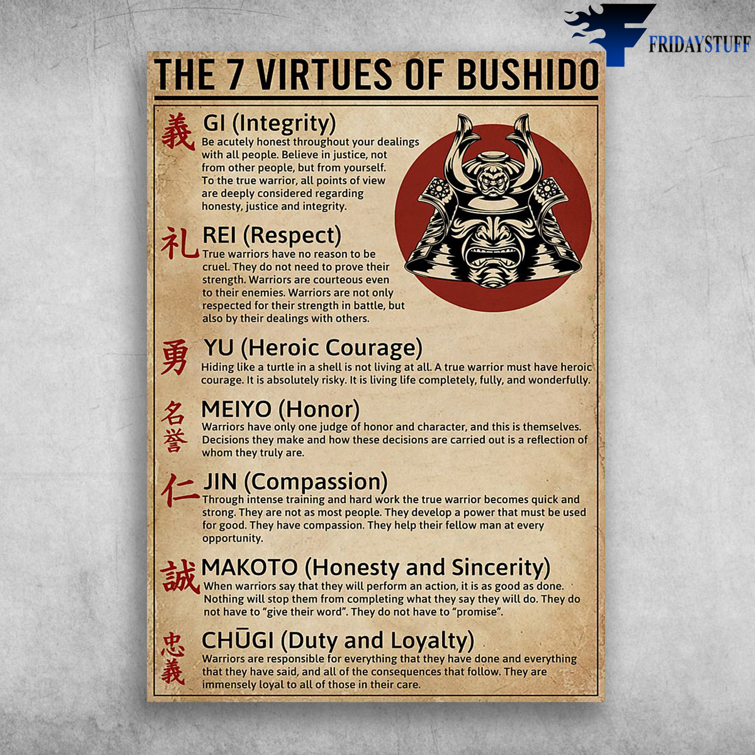 The Seven Virtures Of Bushido Integrity Respect Heroic Courage