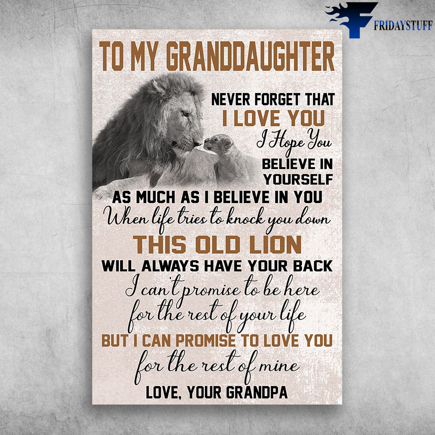 To My Granddaughter Never Forget That I Love You Love Your Grandpa