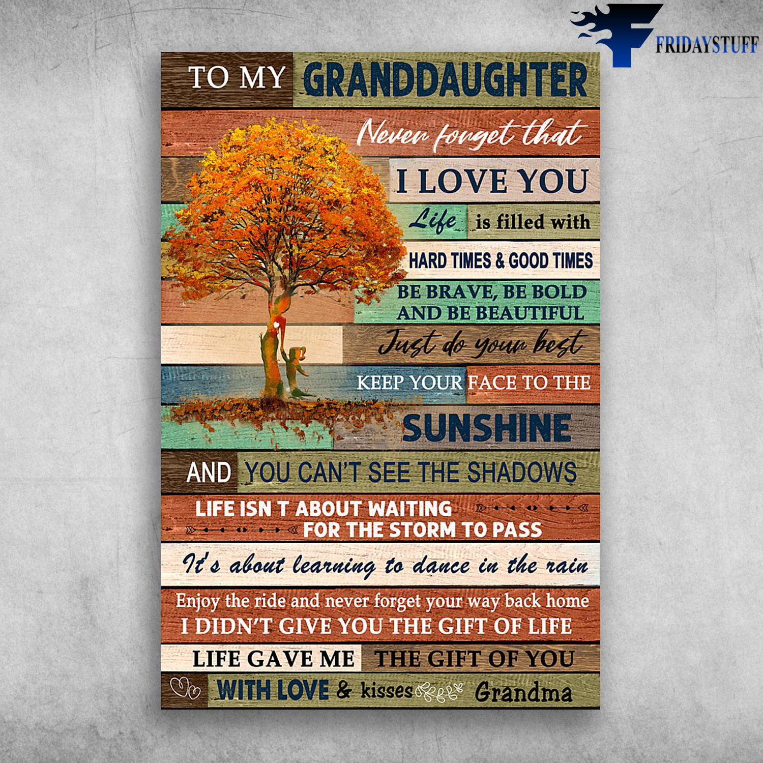 To My Granddaughter Never Forget That I Love You With Love And Kisses Grandma